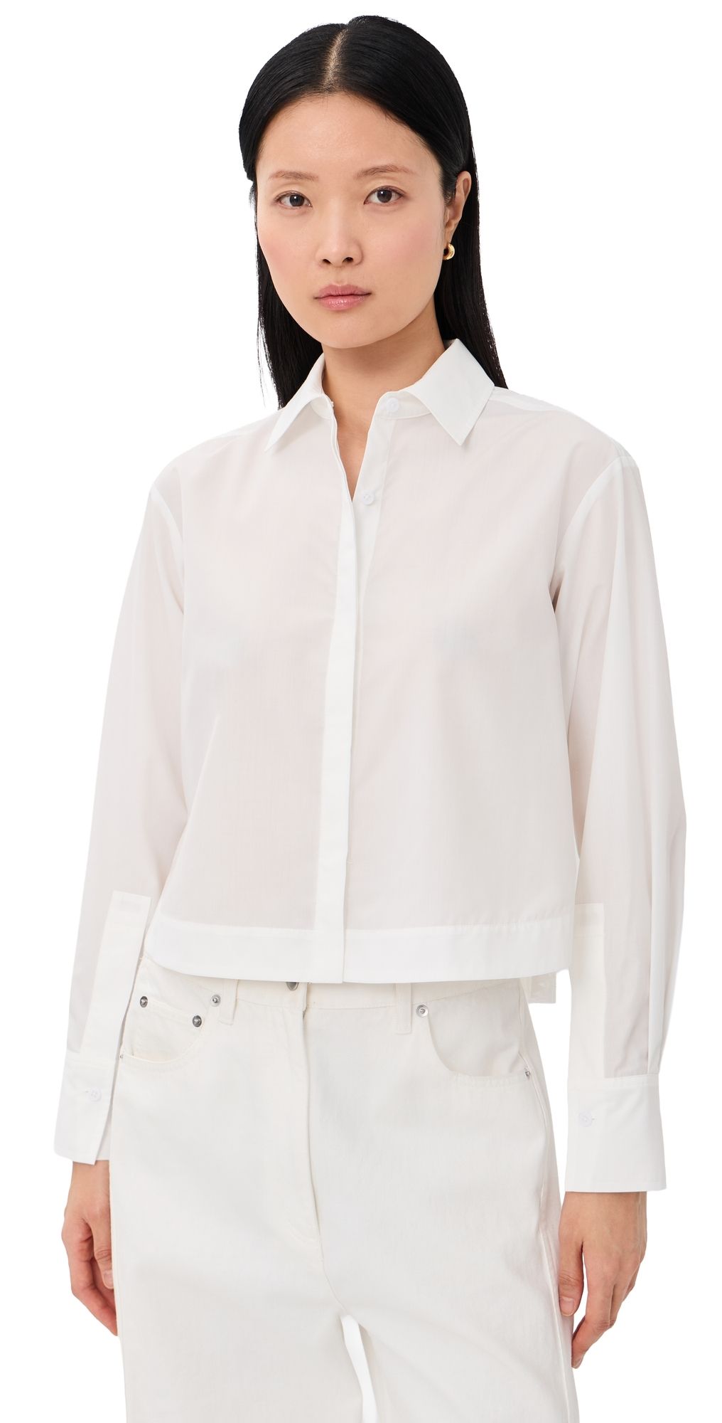 SIMKHAI Kacey Lace Button Down Ivory XL