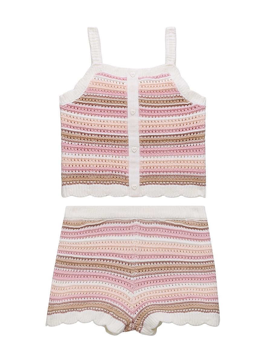 Little Girl's Striped Tank & Shorts Set - White Combo - Size 6