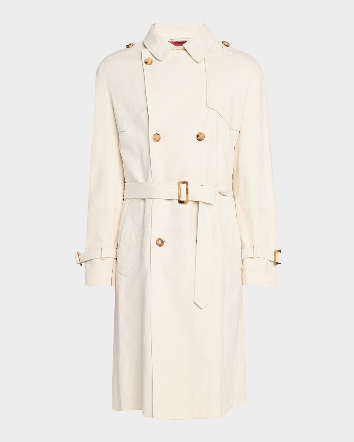 Men & apos;s Belted Leather Double-Breasted Trench Coat