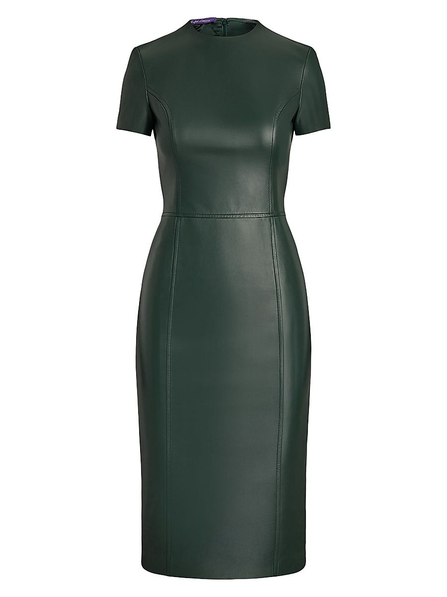 Women's Bethanne Leather Knee-Length Dress - Dark Racing Green - Size 6