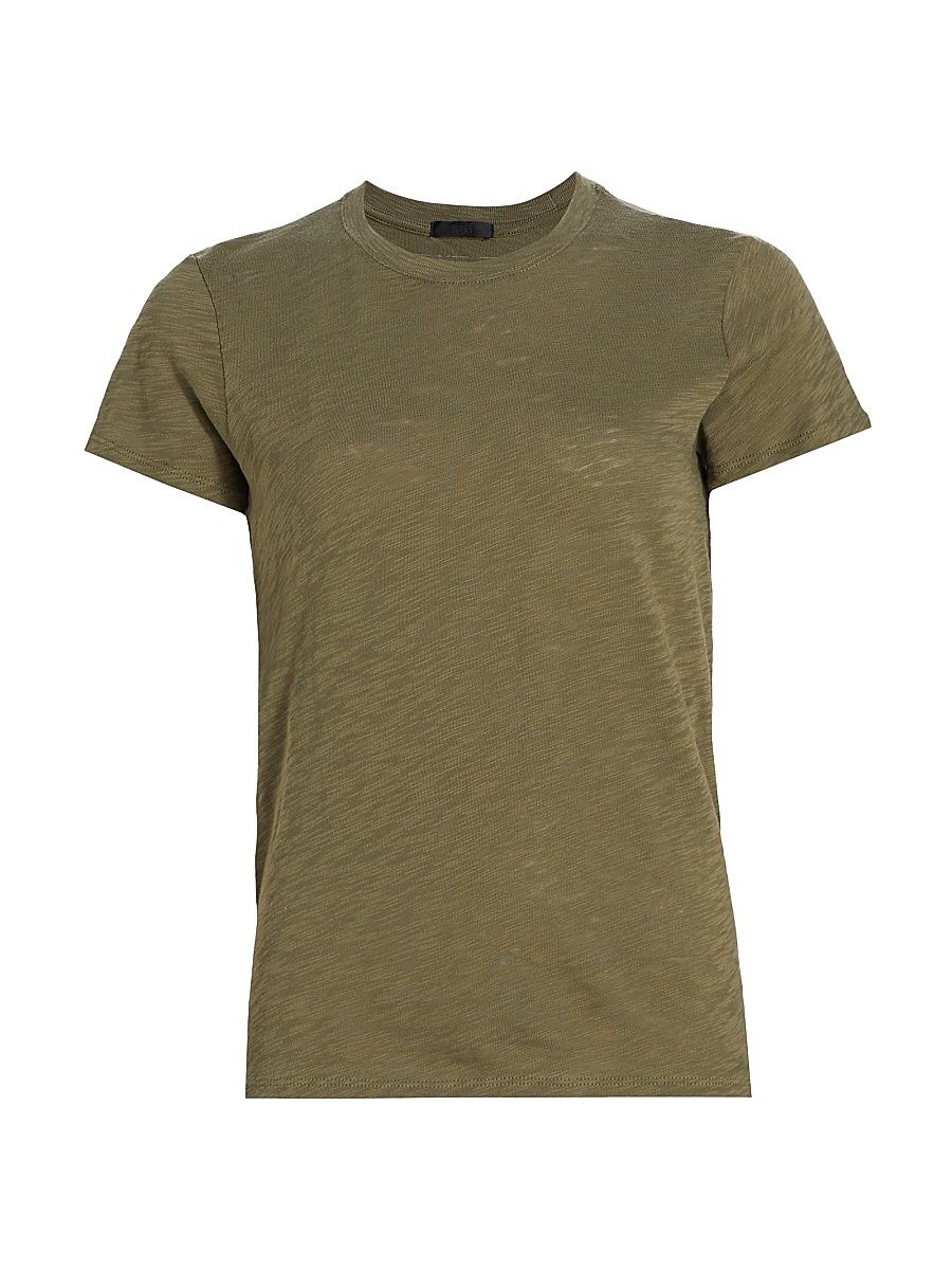 Women's Schoolboy Slub Jersey T-Shirt - Army - Size Large