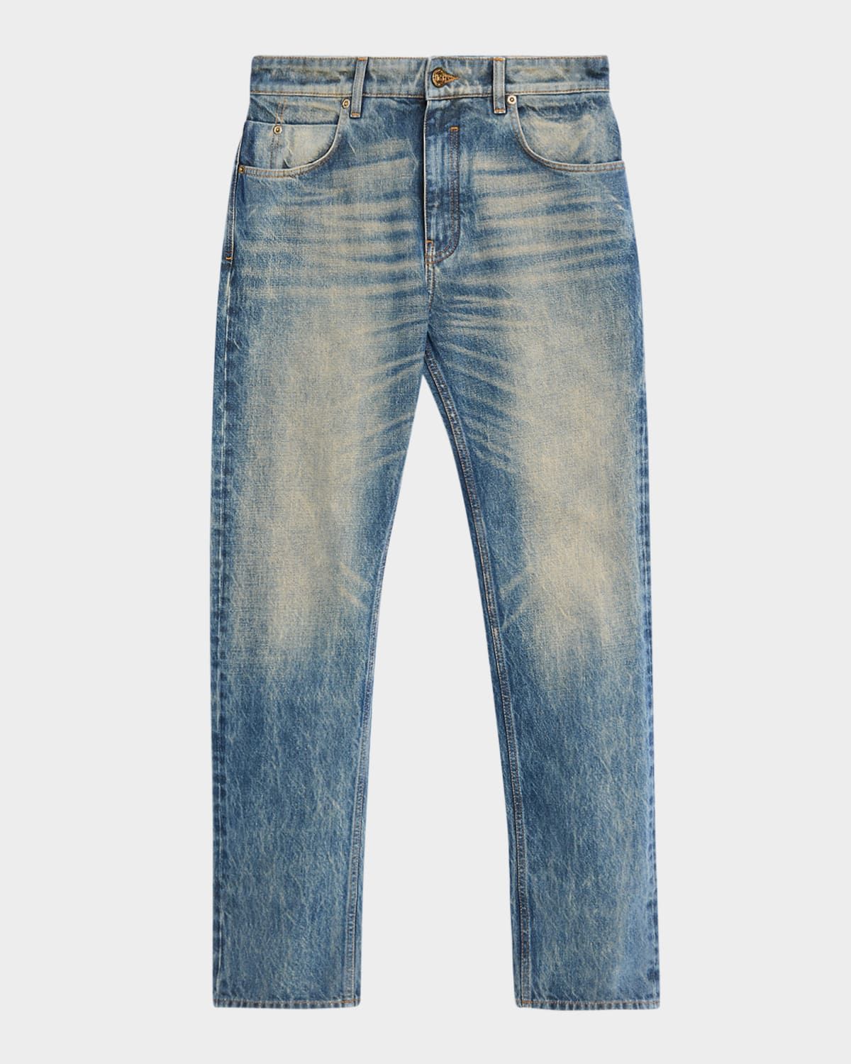 Men & apos;s Slim Straight Leg Faded Denim Jeans