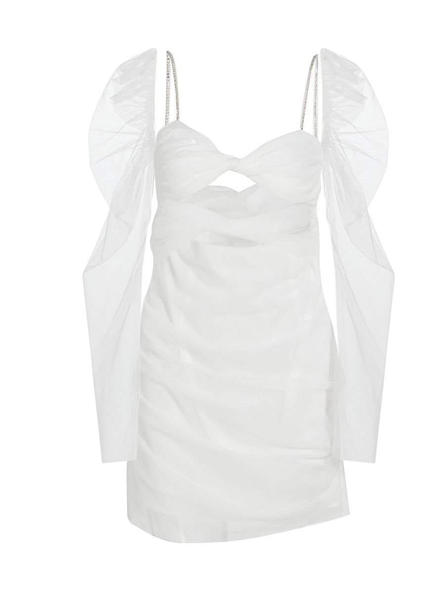 Women's Jean Twisted Semi-Sheer Minidress - Blanc - Size 6