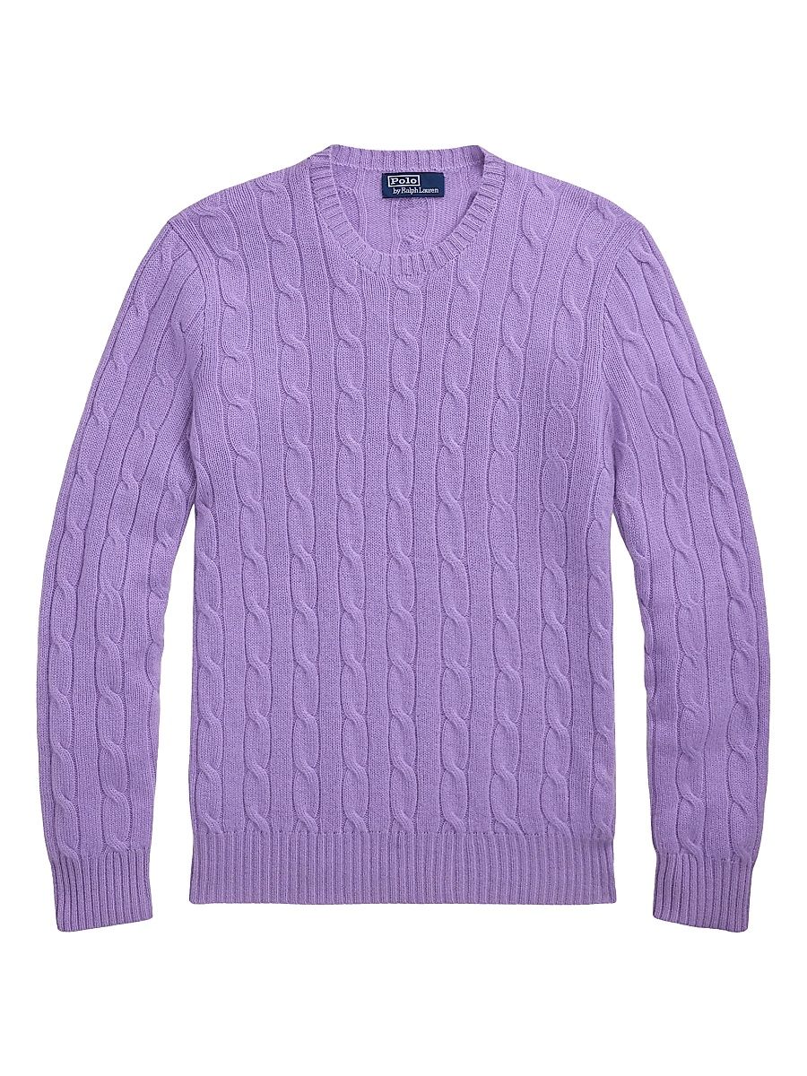 Men's The Iconic Cable-Knit Cashmere Sweater - Sky Lavender - Size XXL