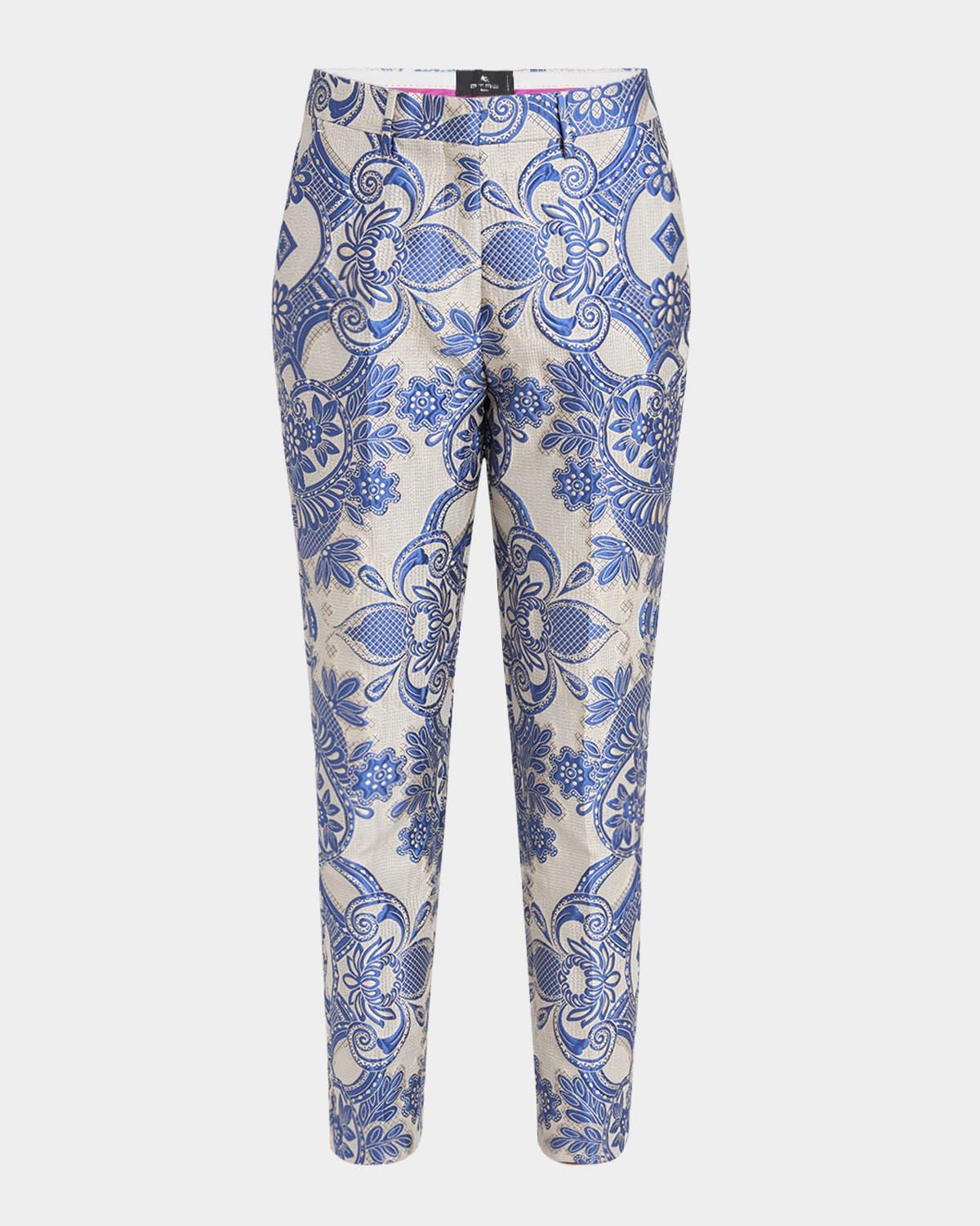 Paisley Jacquard Cropped Skinny Trousers