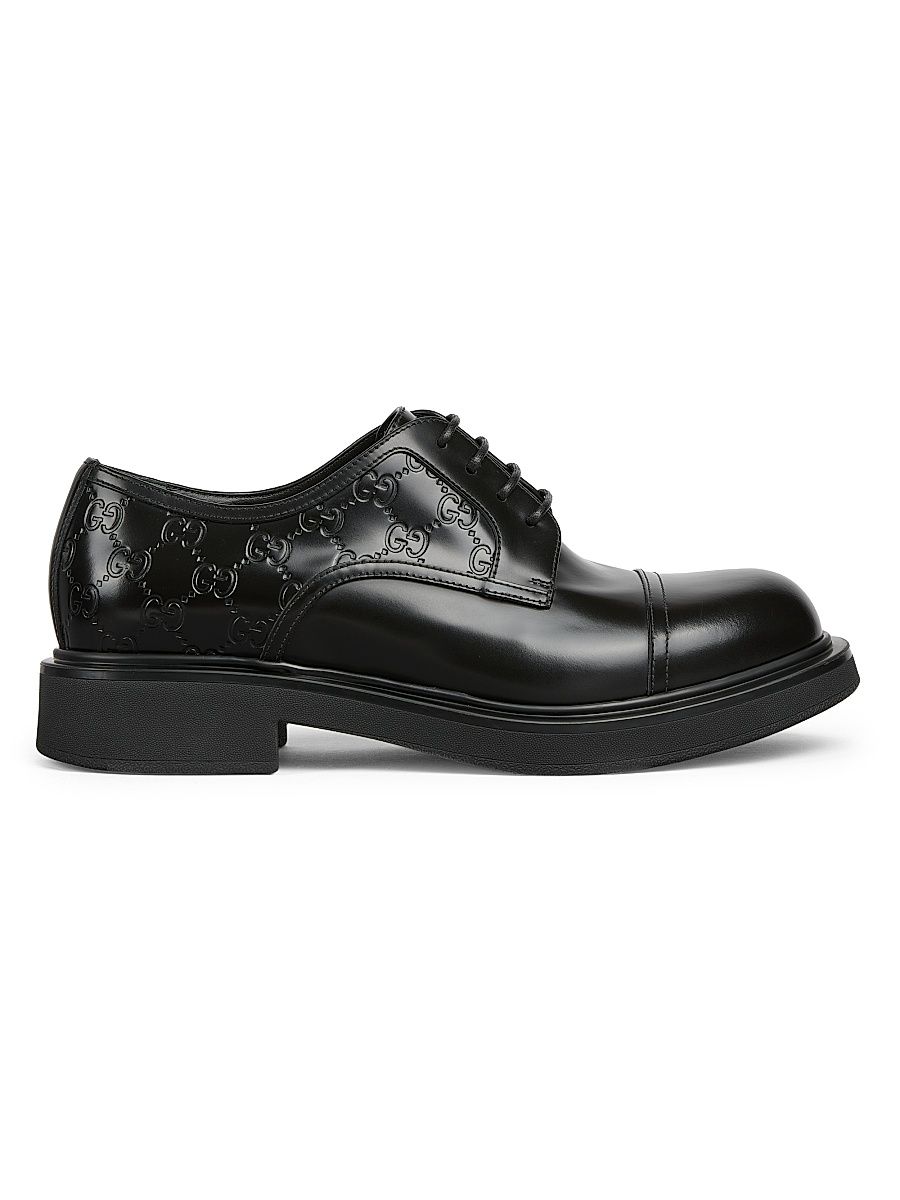 Men's Enki GG Leather Platform Oxford Loafers - Black - Size 12