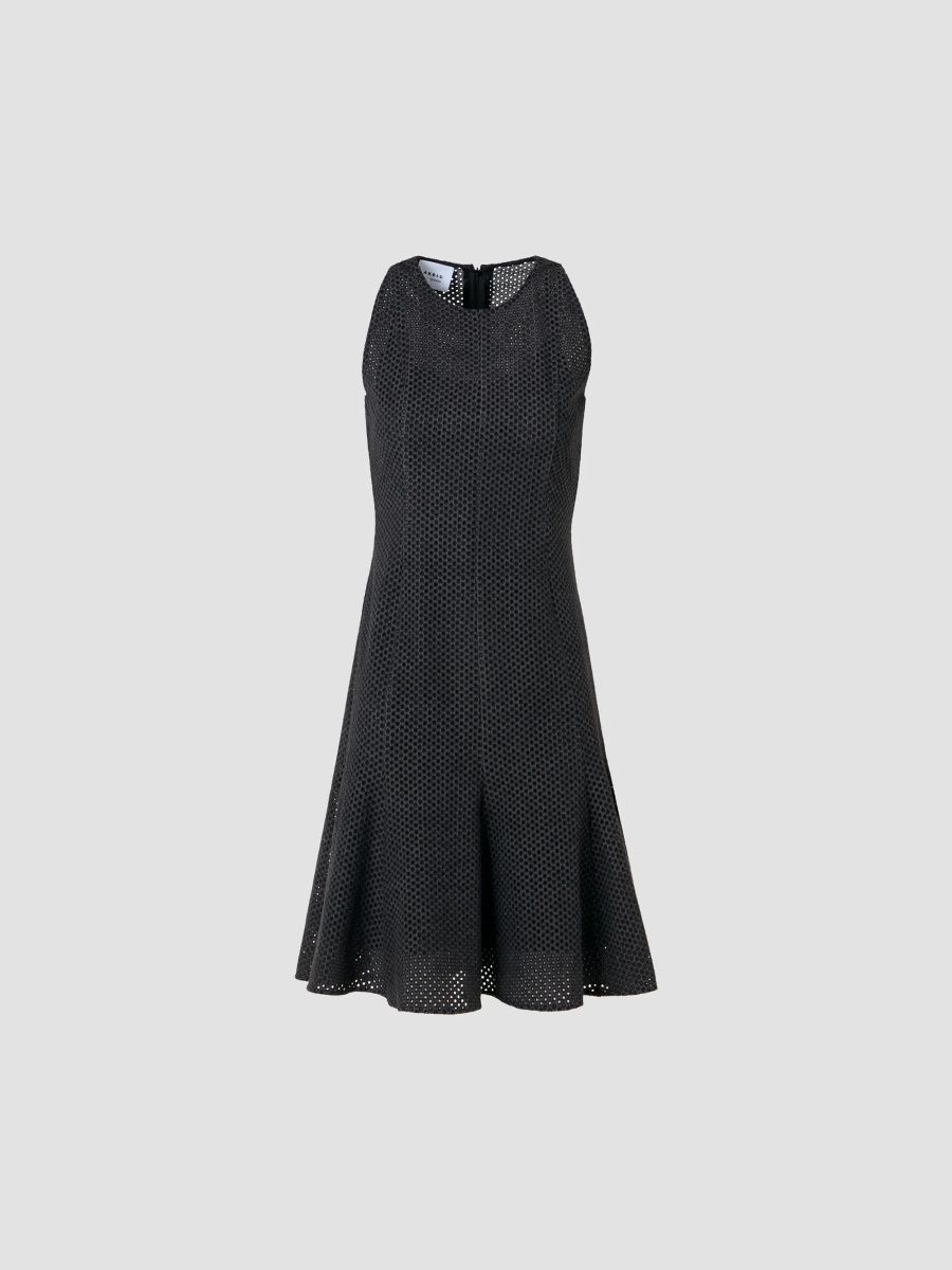 Akris punto Women's Scribble Dot-Embroidered Tulle Mini Dress - Black Denim - Size 16