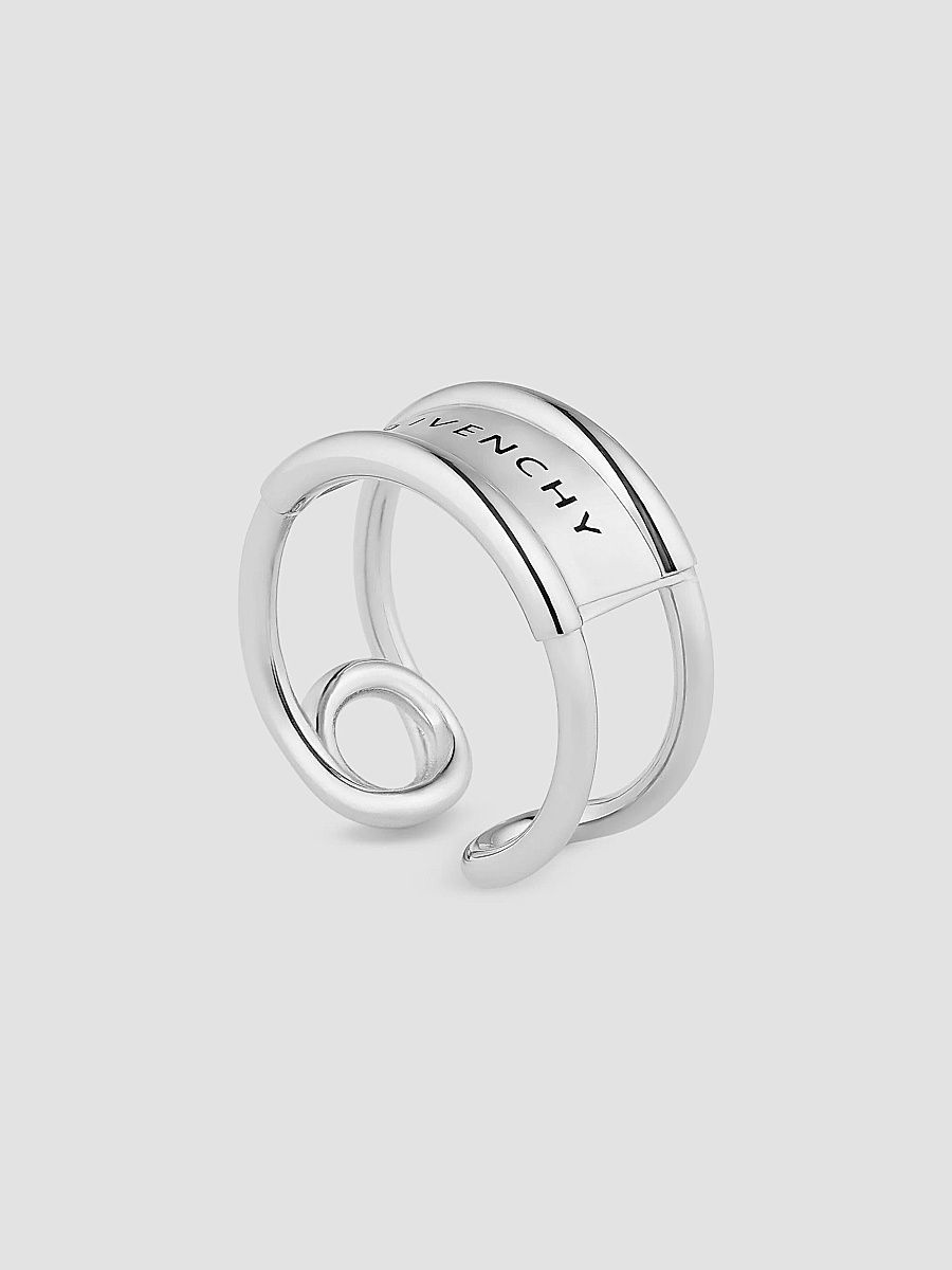 Givenchy Men's Pin Ring in Metal - Silvery - Size 9