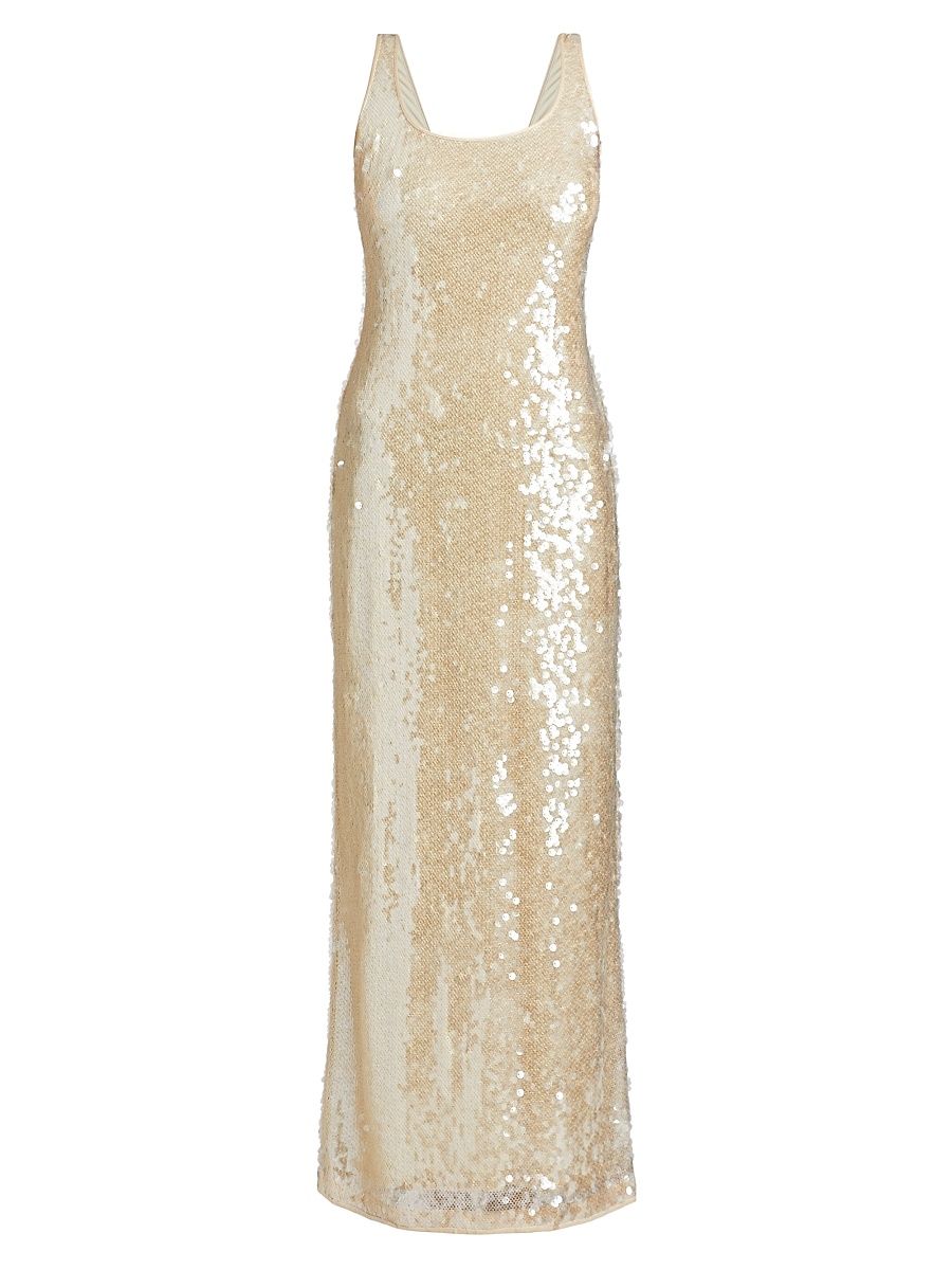 Women's Tatum Shimmer Sequined Tank Gown - Yellow - Size 12