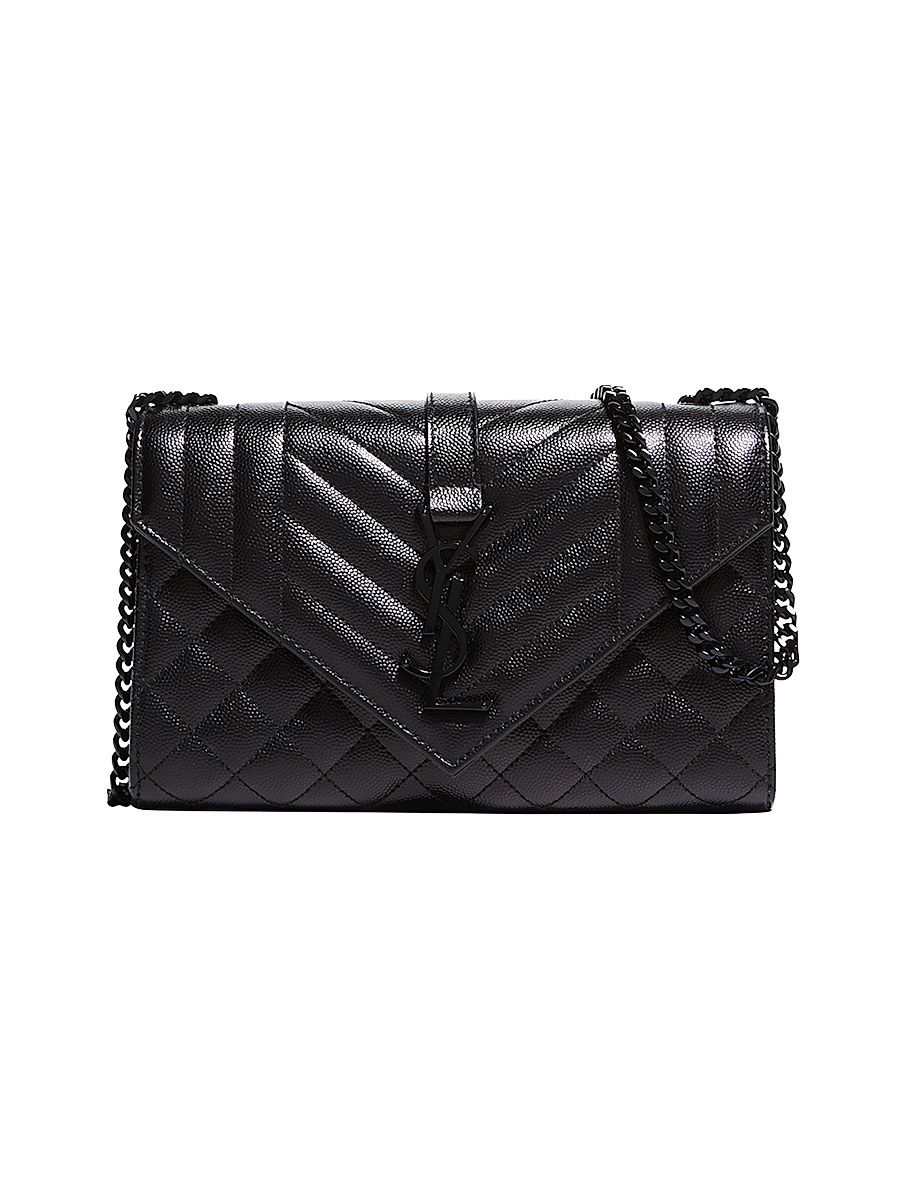 Women's Envelope Triquilt Small Matelassé Leather Shoulder Bag - Nero