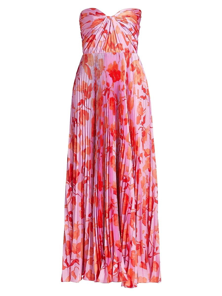 Women's Nora Printed Satin Gown - Lilac Lotus - Size Large