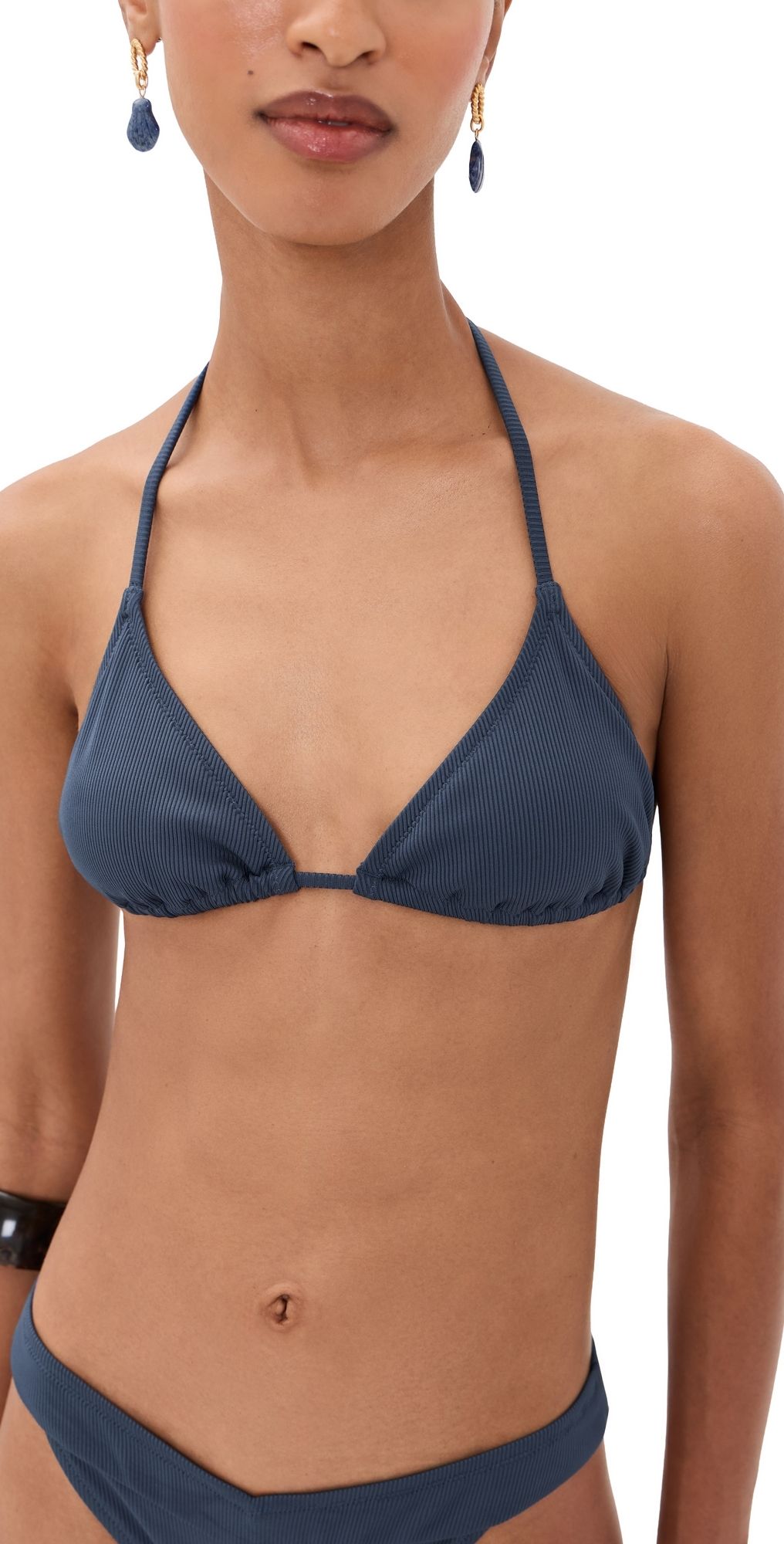 LE BOP Triangle Bikini Top Dark Denim XS