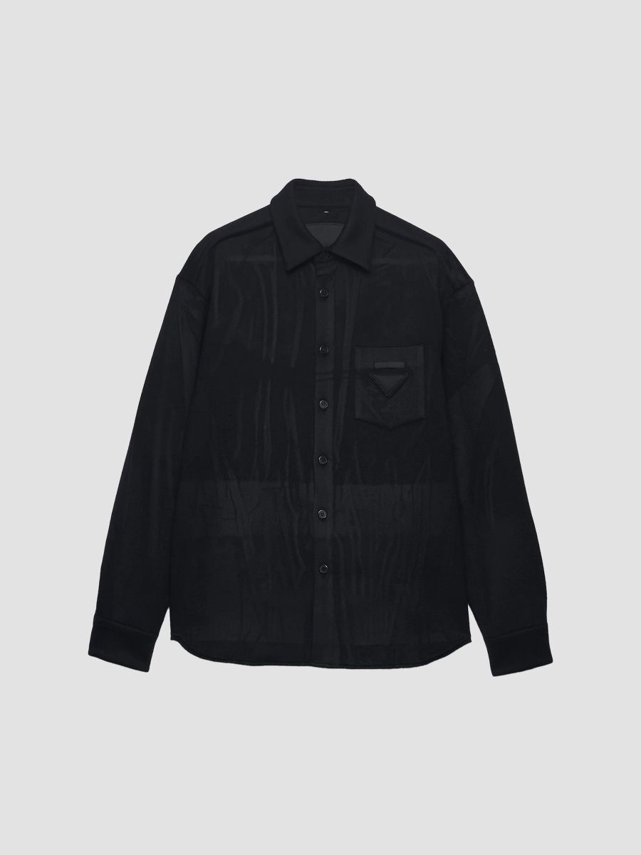 Prada Men's Wool and Cashmere Shirt - Black - Size Large