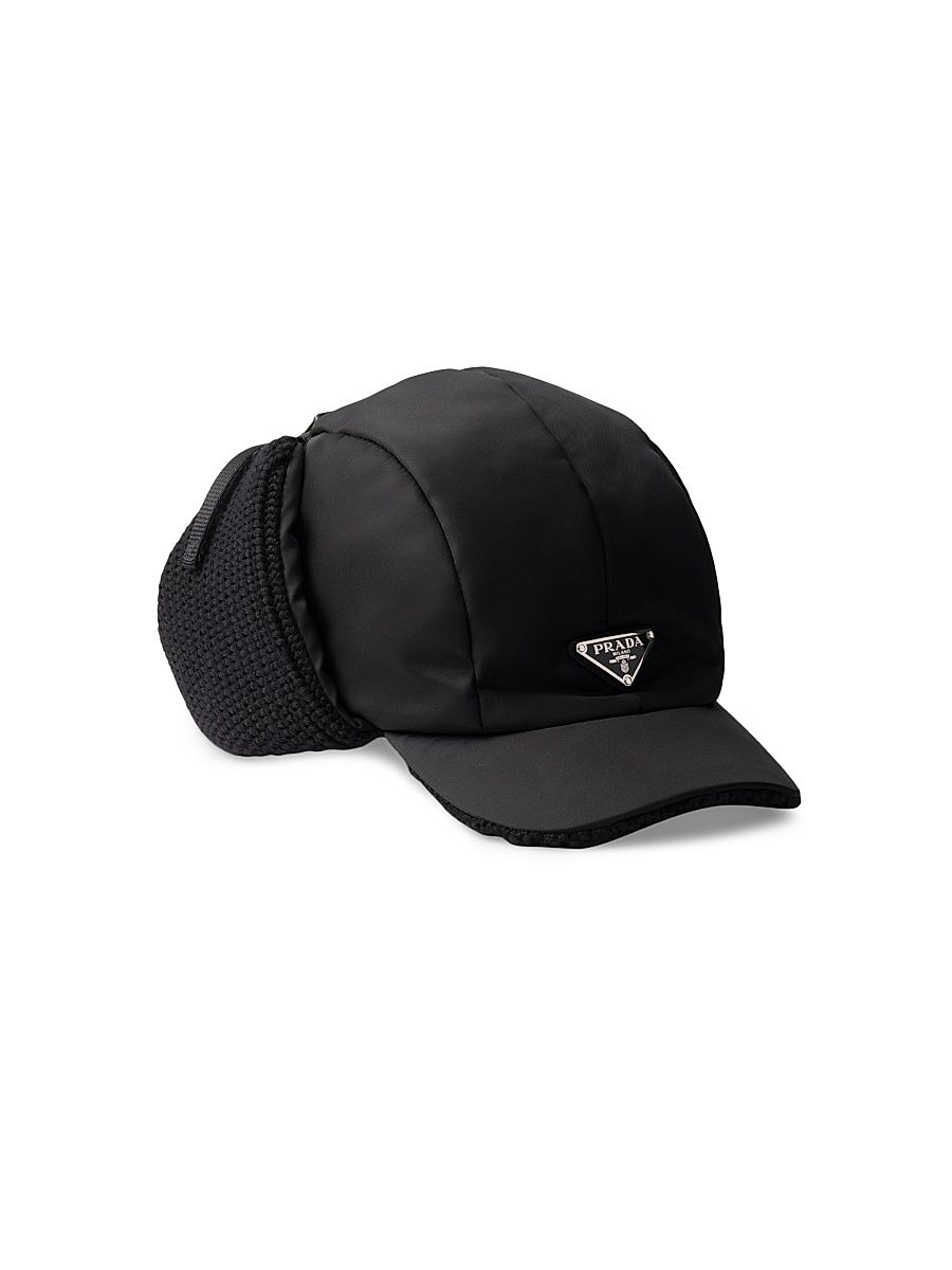 Men's Re-Nylon and Wool Trapper Hat - Black - Size Medium