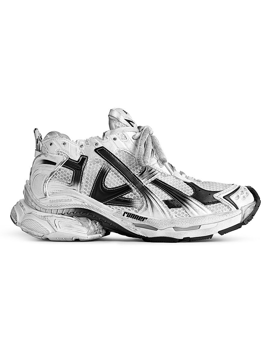 Women's Gradient Low-Top Running Sneakers - White Black - Size 11