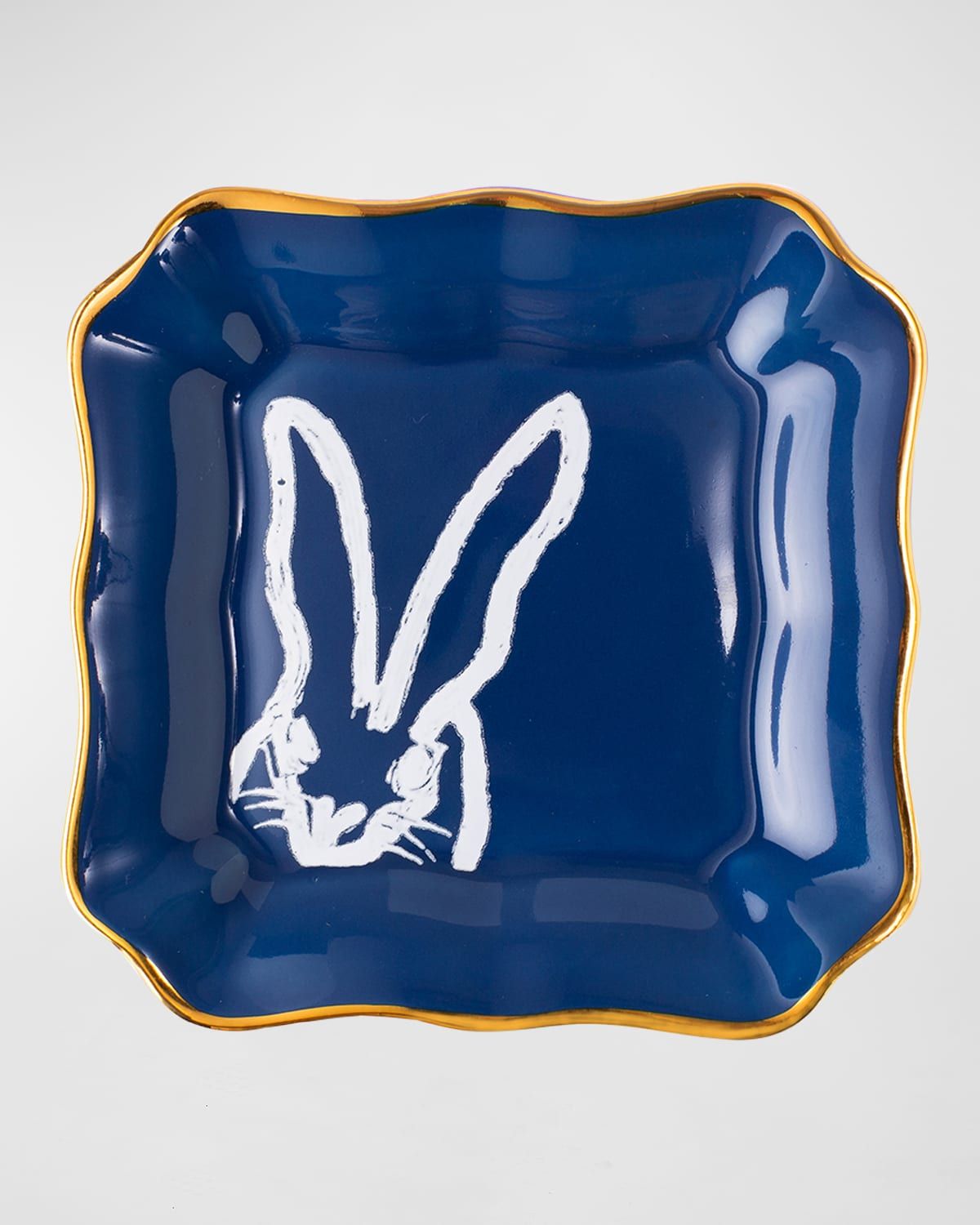 Portrait Plate with Gold Rim - Blue