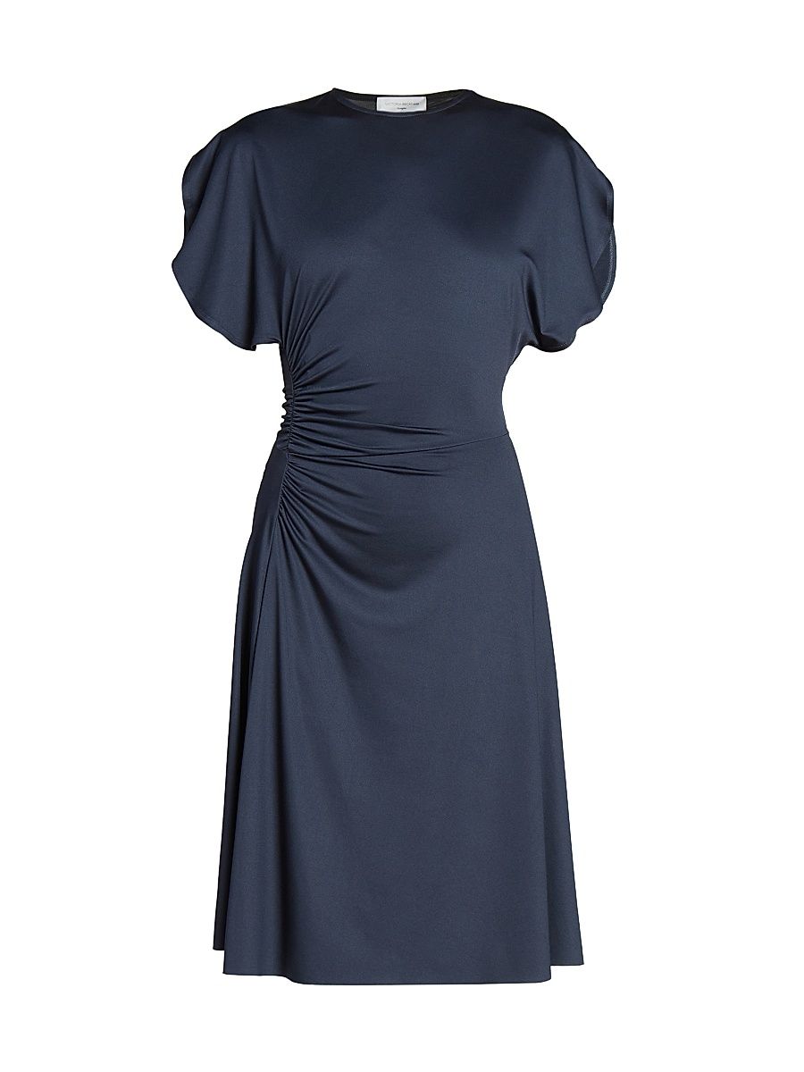 Women's Gathered Waist Crewneck Dress - Midnight - Size 0
