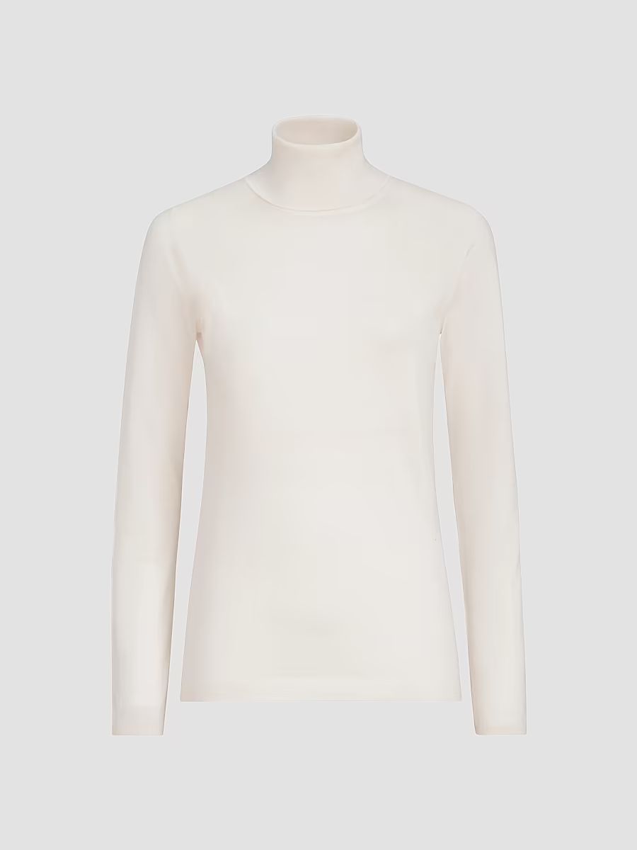 Women's Cashmere and Silk Lightweight Turtleneck Sweater - White - Size XXXL
