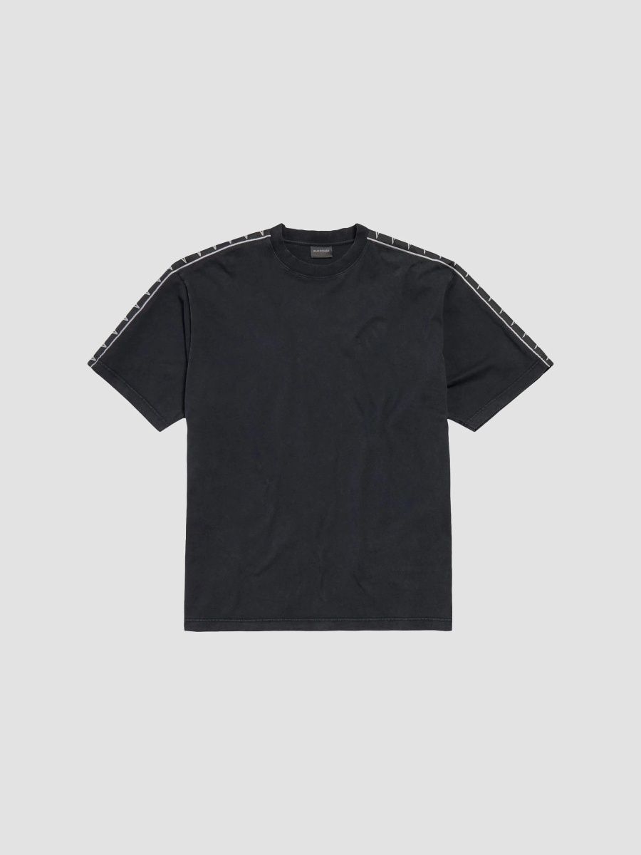 Balenciaga Men's Stripe T-Shirt Medium Fit - Faded Black - Size XXS