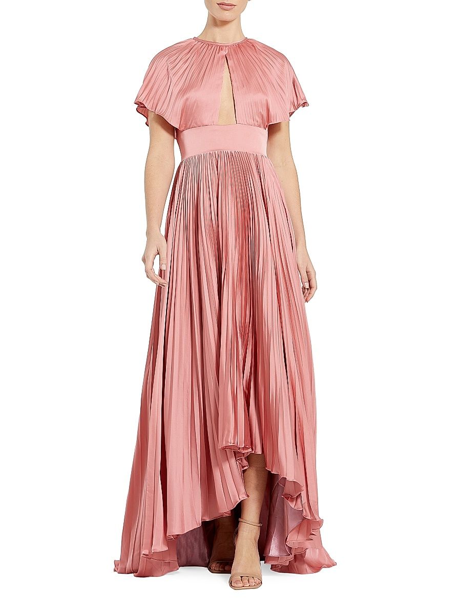 Women's Cut-Out Pleated Maxi Dress - Dusty Rose - Size 10