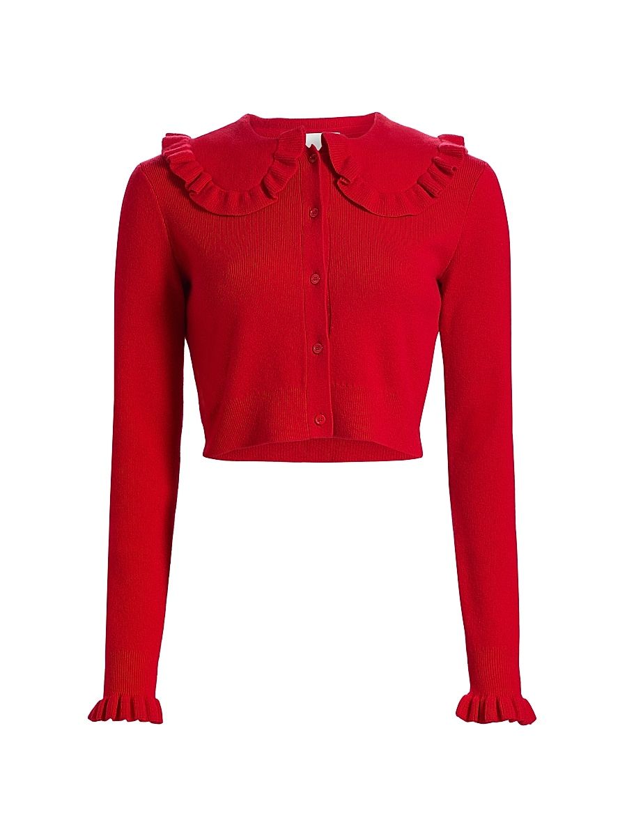 Women's Kamomilla Ruffled Wool-Cashmere Cardigan - Red - Size XS