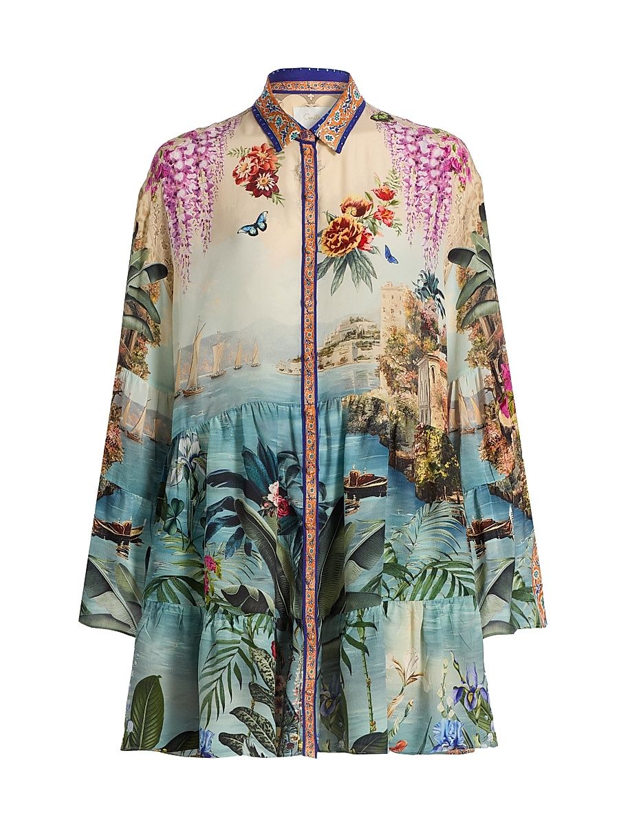 Women's Bodram Botanicals Tiered Shirtdress - Size XXS