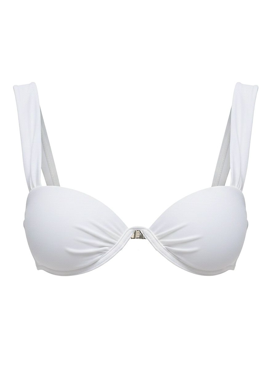 Women's Anniston Striped Bikini Top - White - Size Large