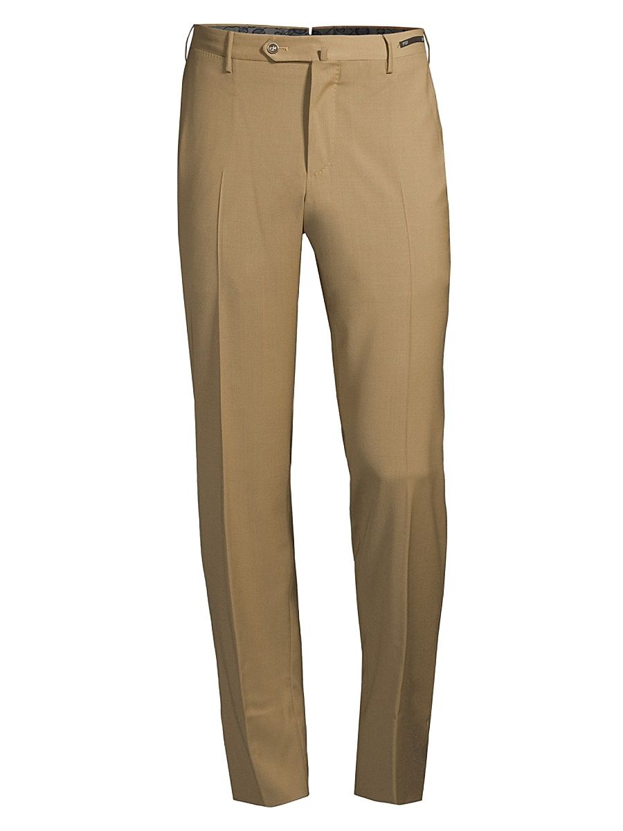 Men's Traveller Slim-Fit Performance Wool Trousers - Tan - Size 44