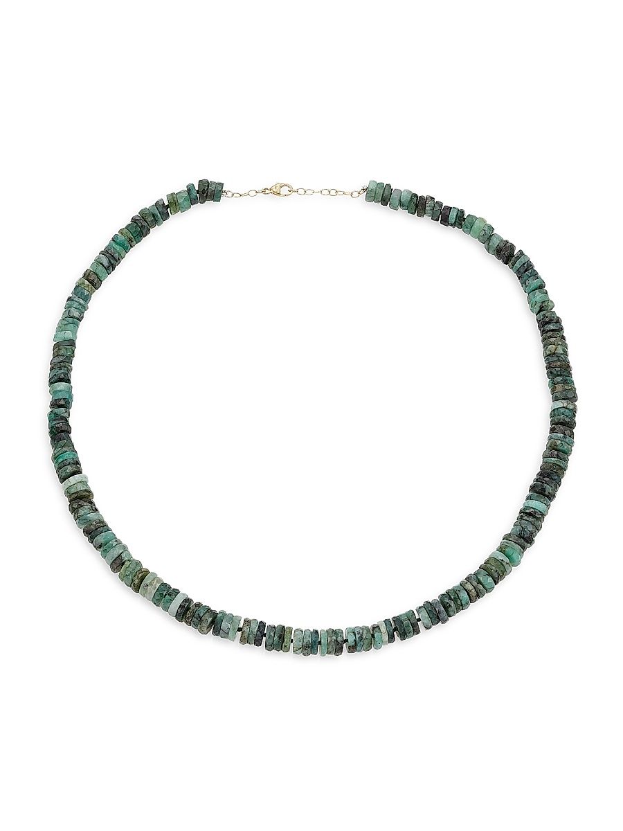 Women's Atlas 14K Yellow Gold & Emerald Beaded Necklace - Green