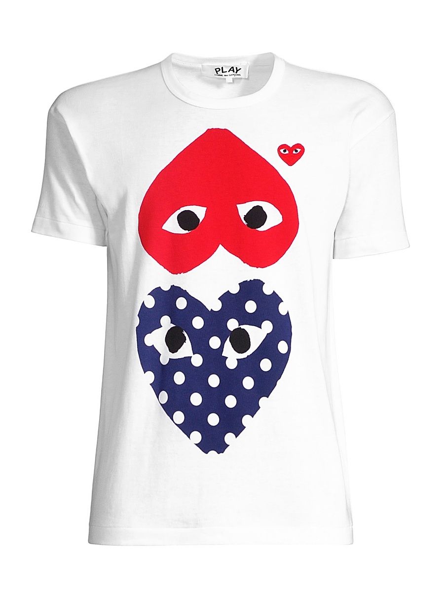 Women's Polka Dot Heart T-Shirt - White - Size XS