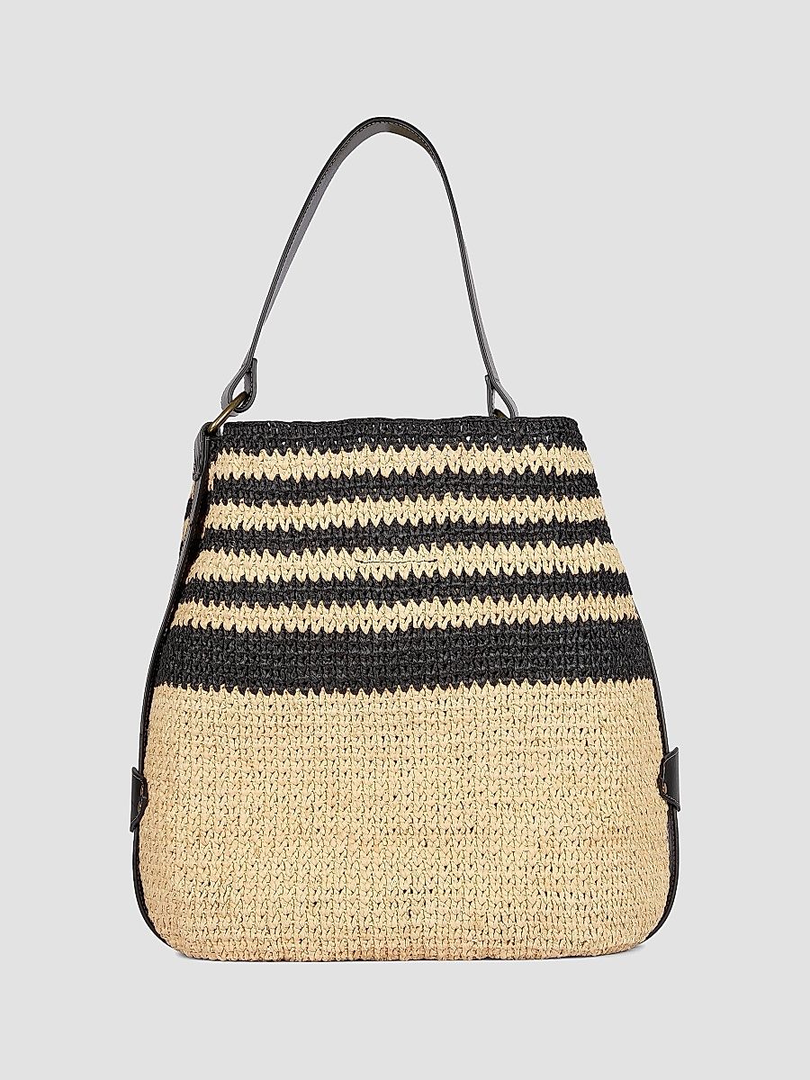 Isabel Marant Women's Bayia Striped Raffia Tote Bag - Black Natural