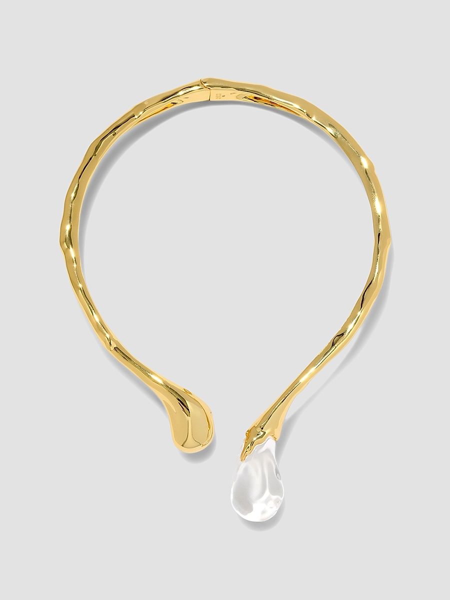 Women's Liquid Lucite Sprout 14K-Gold-Plated Hinged Collar Necklace - Clear