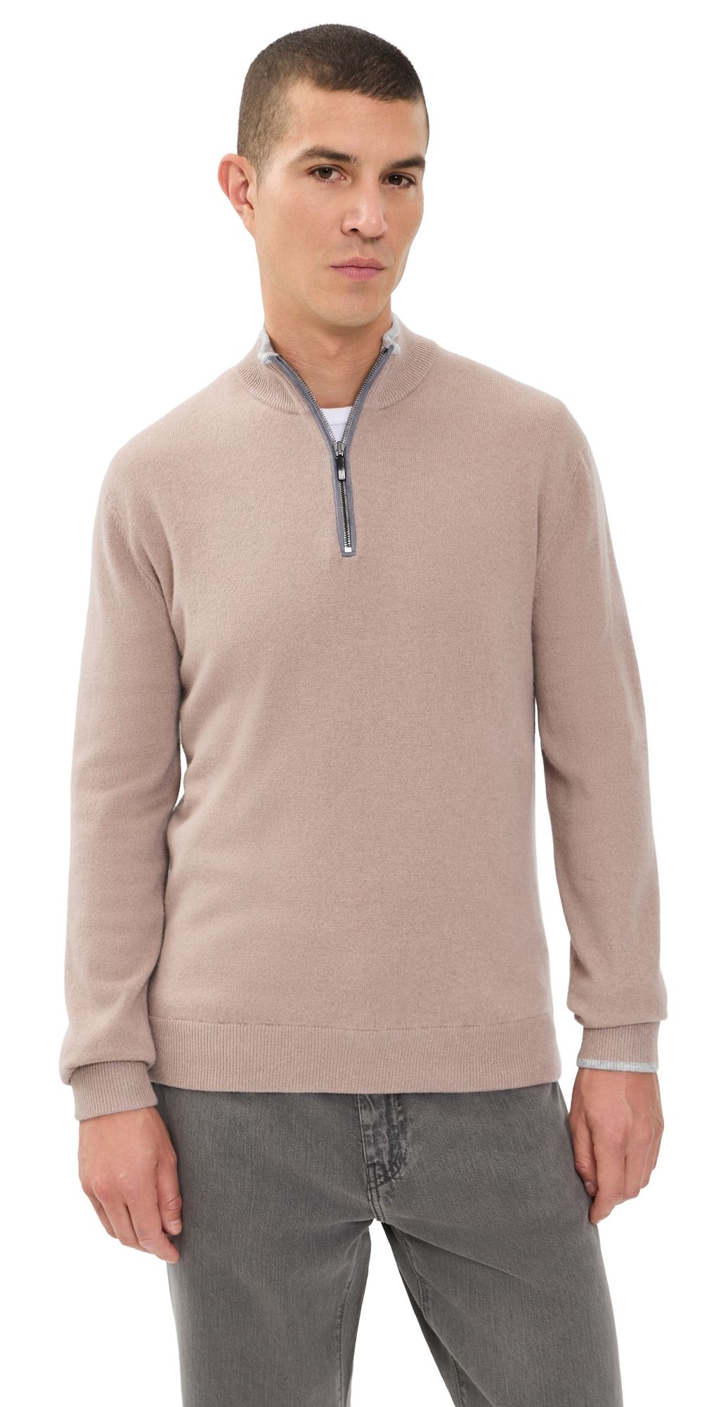 Greyson Sebonack Quarter Zip Sweater Cobblestone XL