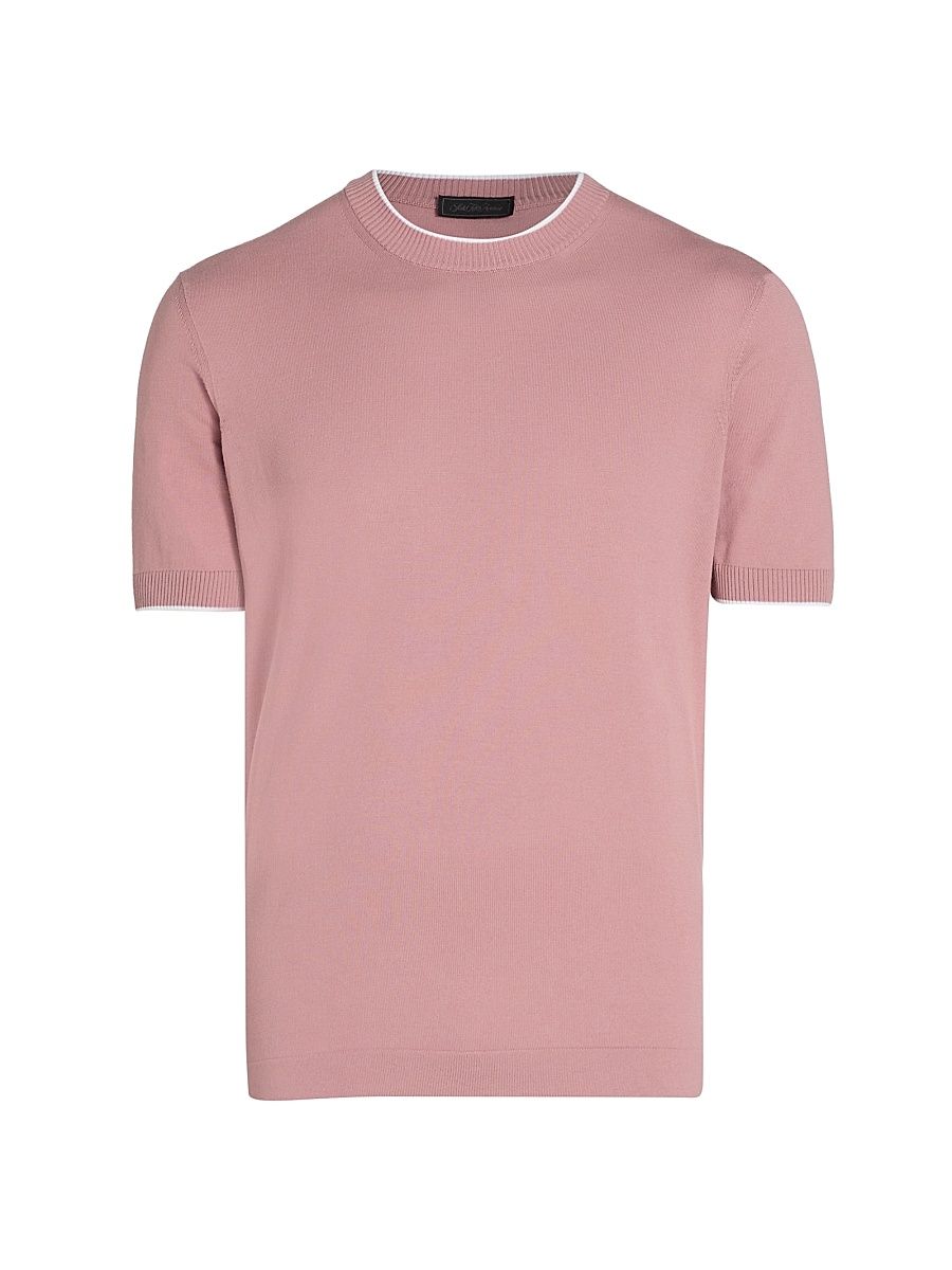 Men's Cotton Knit T-Shirt - Pink - Size Medium