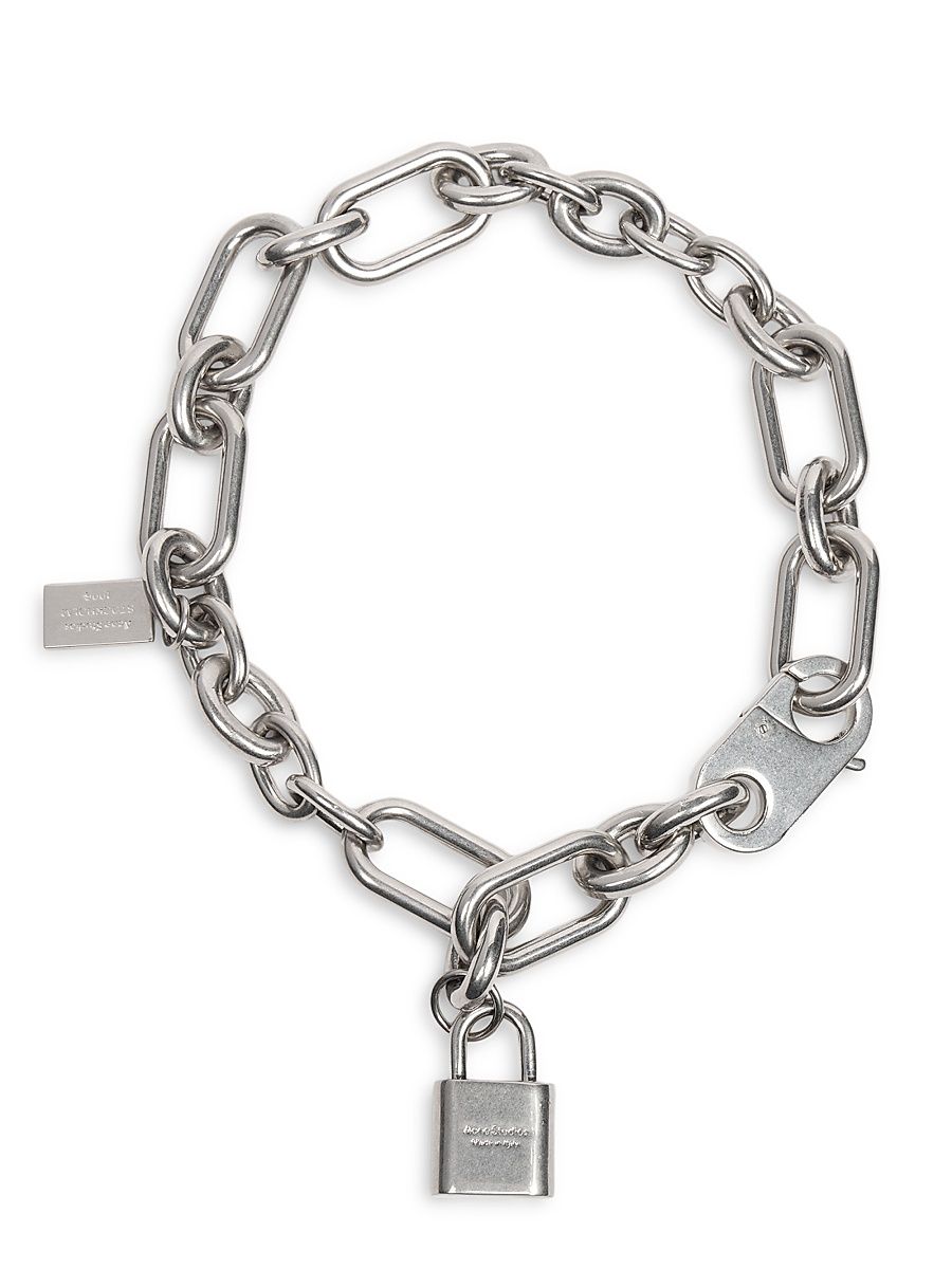 Men's Ainlock Brass Necklace - Semi Matt Silver