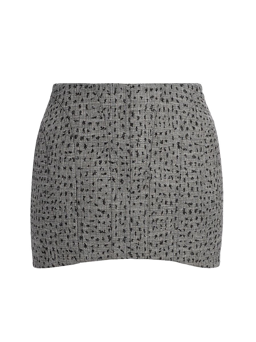 Women's Jupe Curved-Hem Miniskirt - Light Grey Black - Size 4