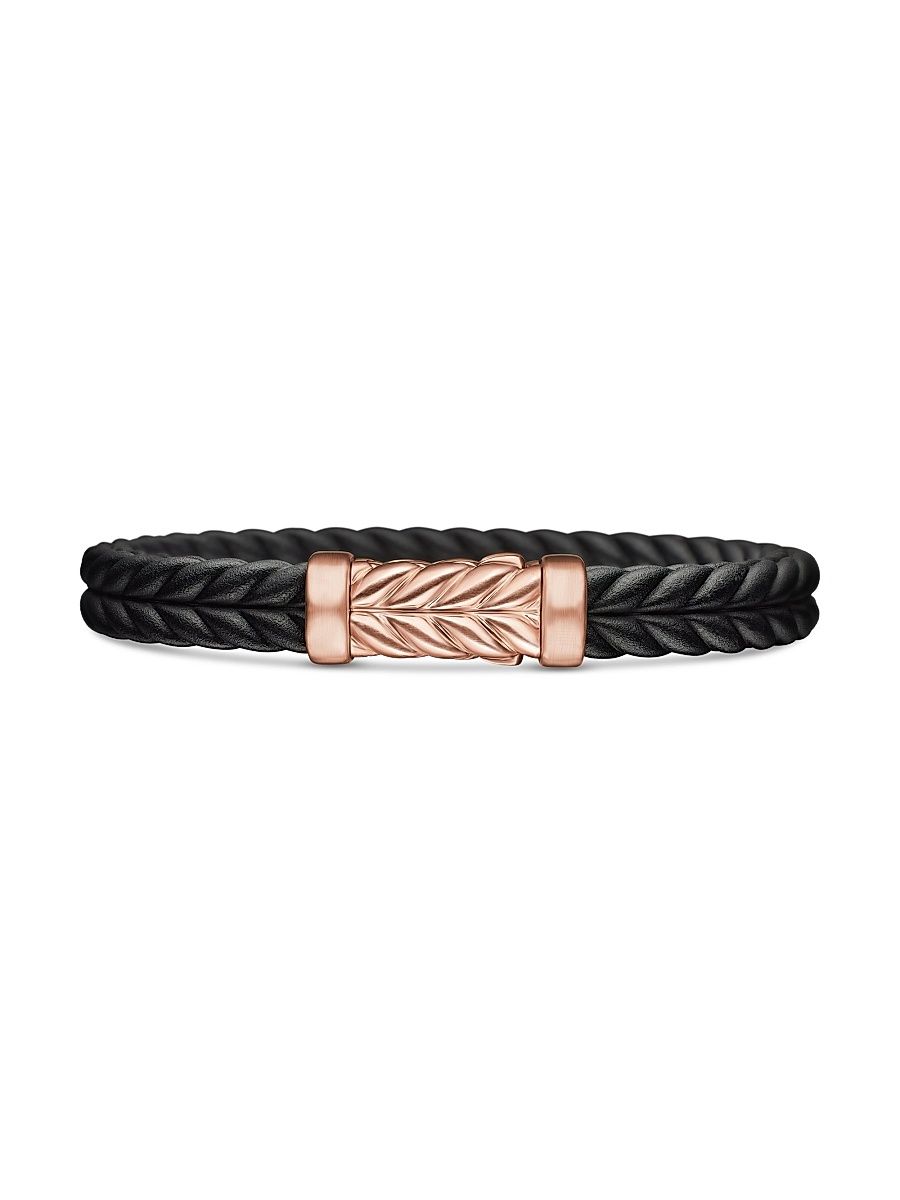 Men's Chevron Bracelet in Black Rubber - Black - Size Medium