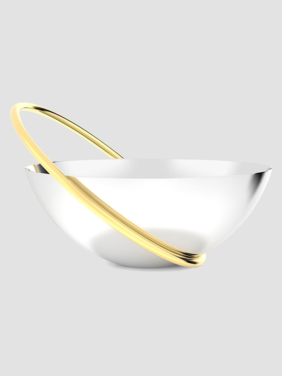 Ring Stainless Steel & Brass Fruit Bowl - Silver Gold