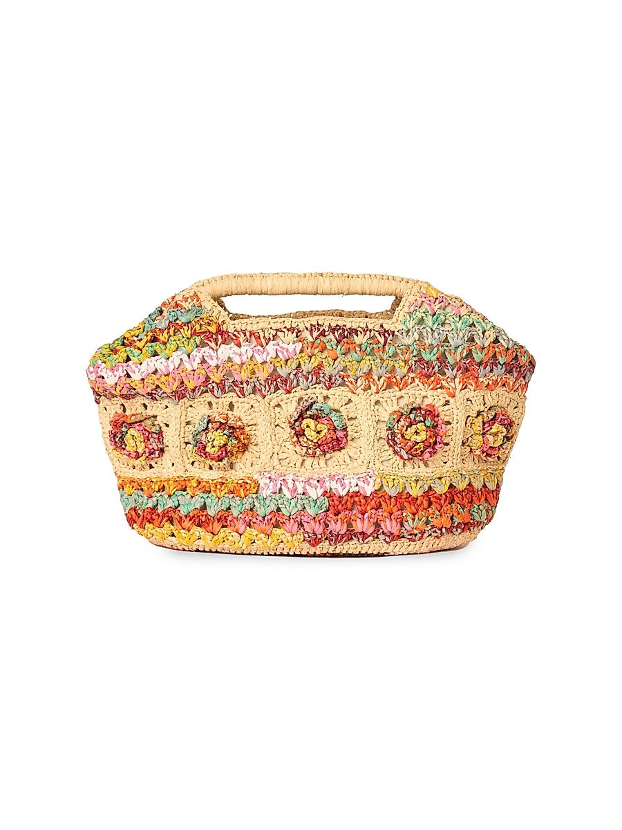 Women's Hazel Floral Woven Raffia Clutch