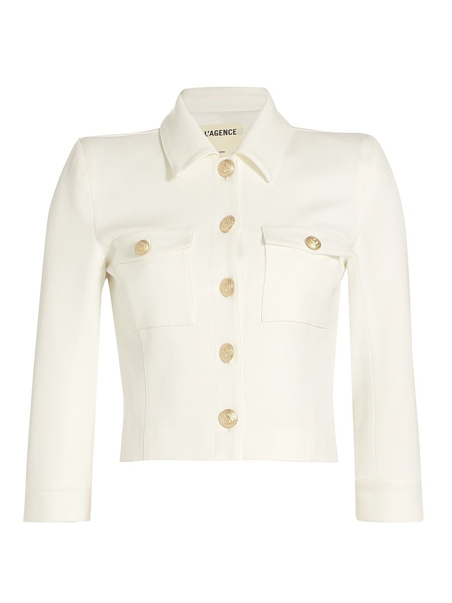 L'AGENCE Women's Kumi Twill Crop Jacket - White - Size 12