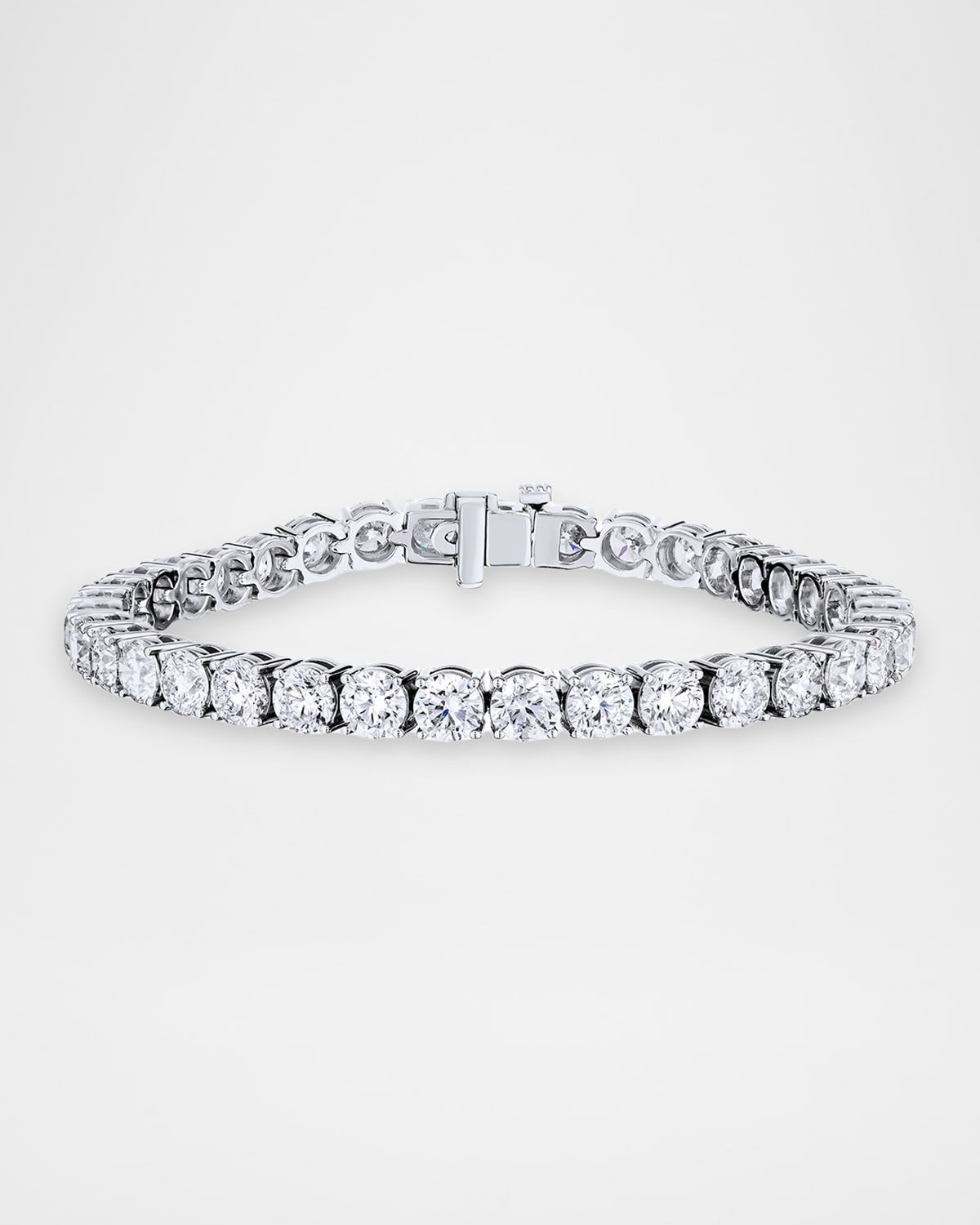 18K White Gold Round Diamond GH/SI Tennis Bracelet, 7"L