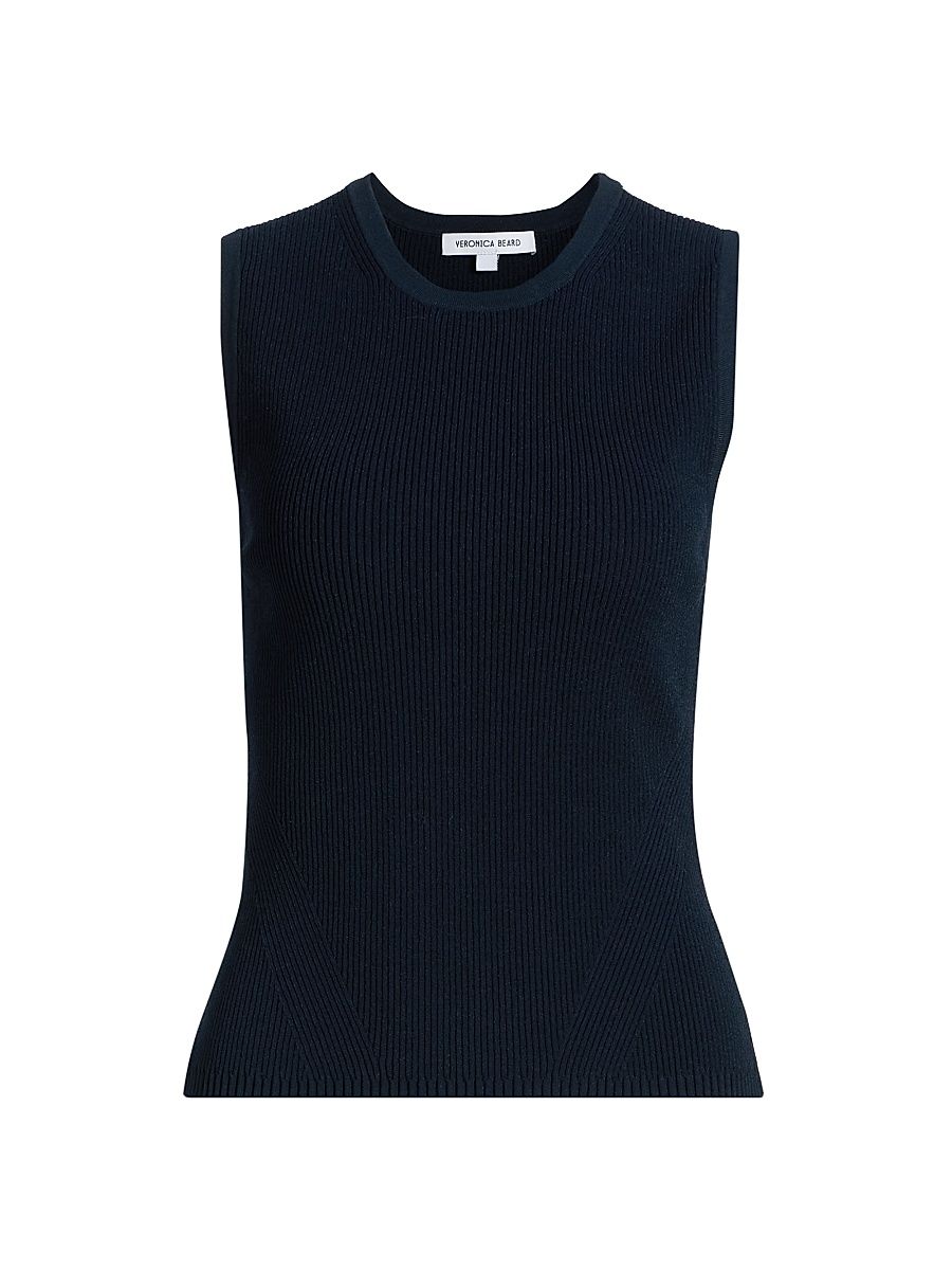Women's Sid Rib-Knit Crewneck Tank - Navy - Size Large