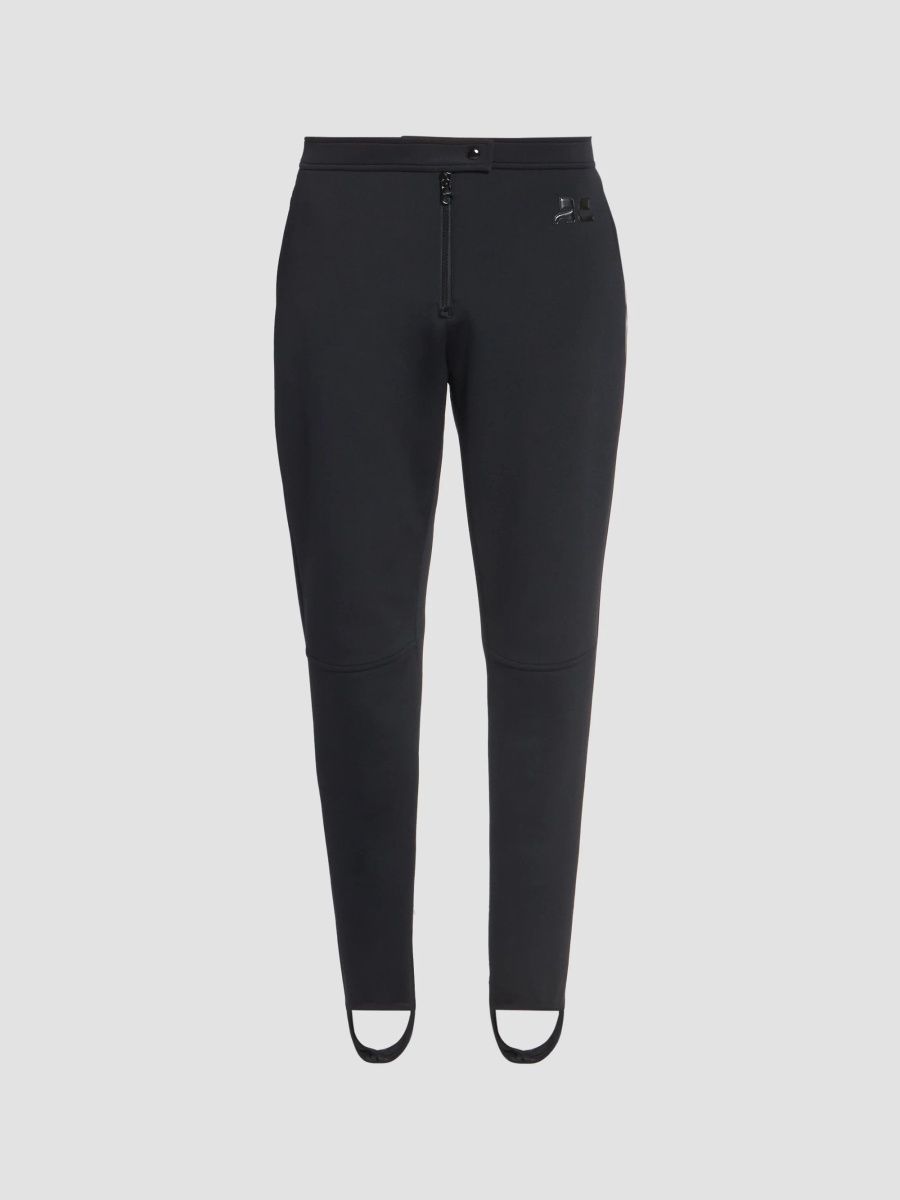 Courreges Women's Technical Jersey Mid-Rise Straight-Leg Pants - Black - Size Large