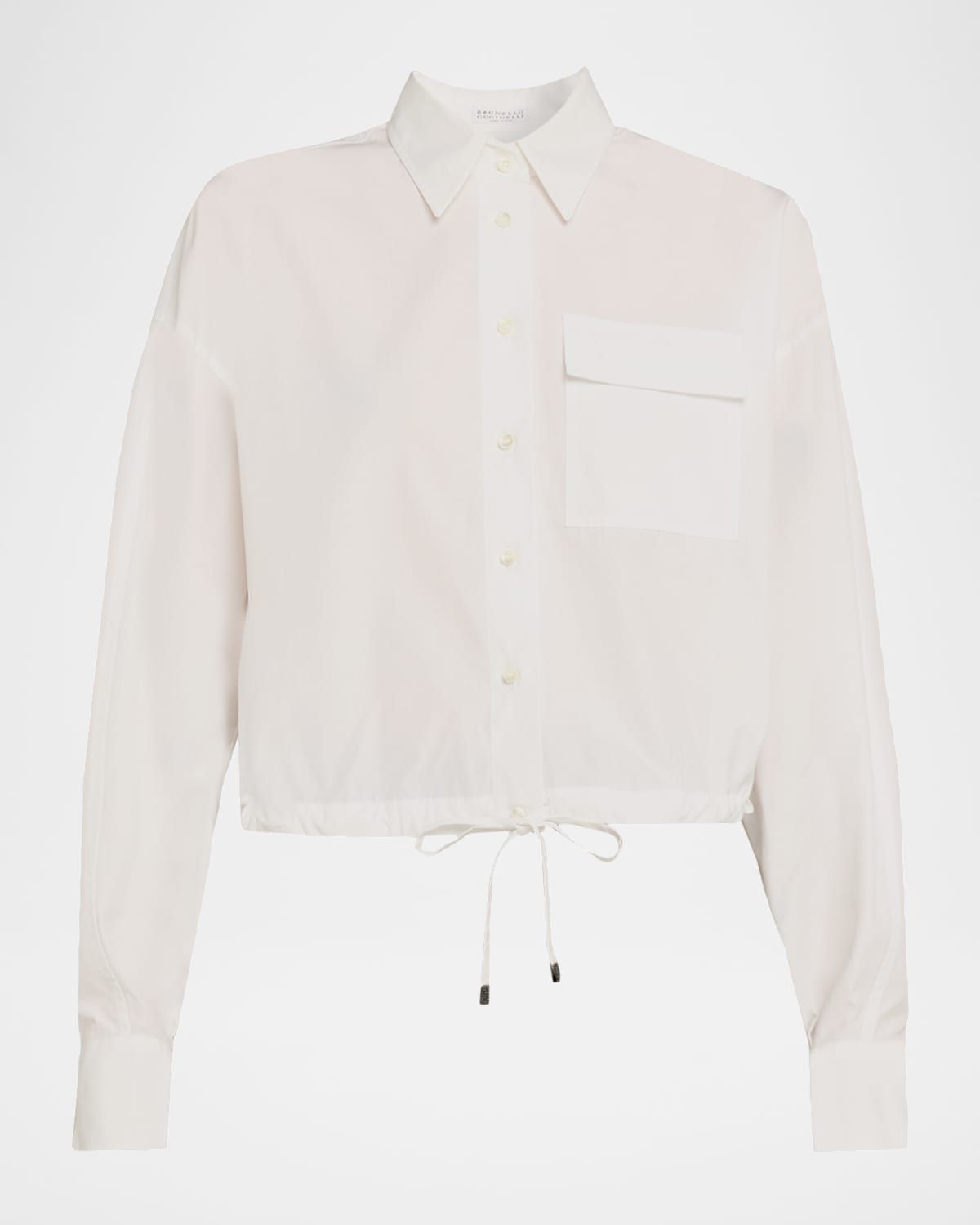 Cotton Poplin Crop Button-Down Blouse