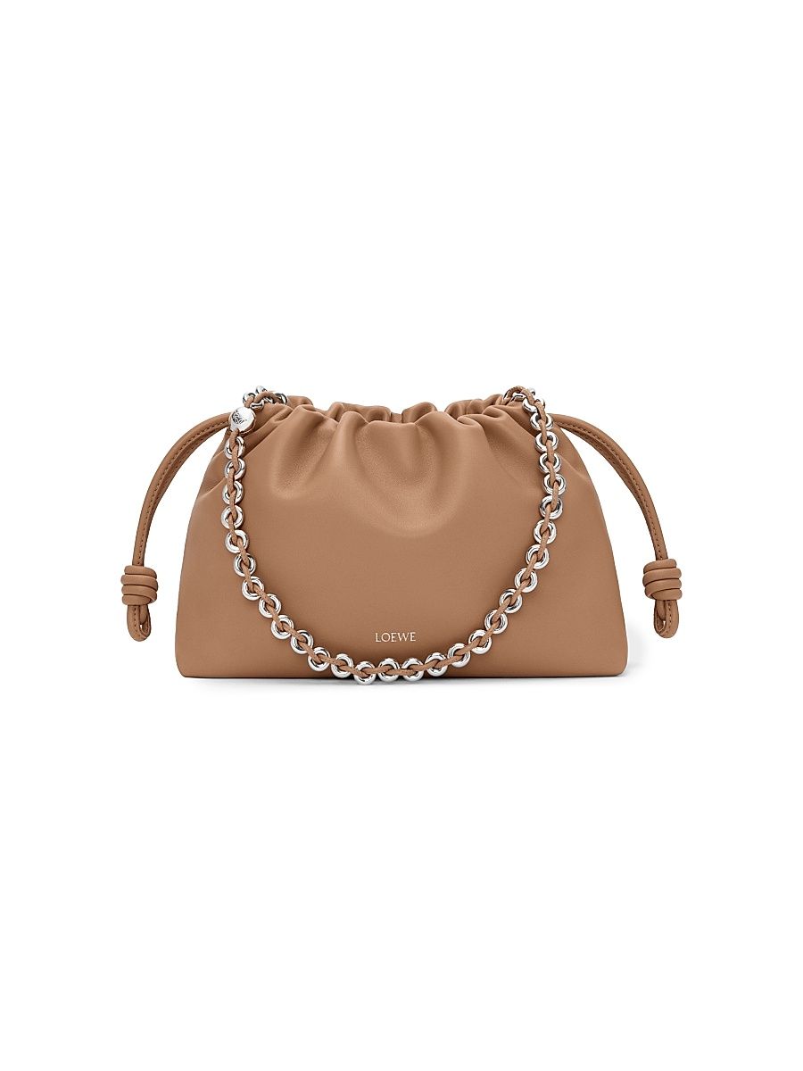 Women's Medium Flamenco Chain Leather Purse - Mocha
