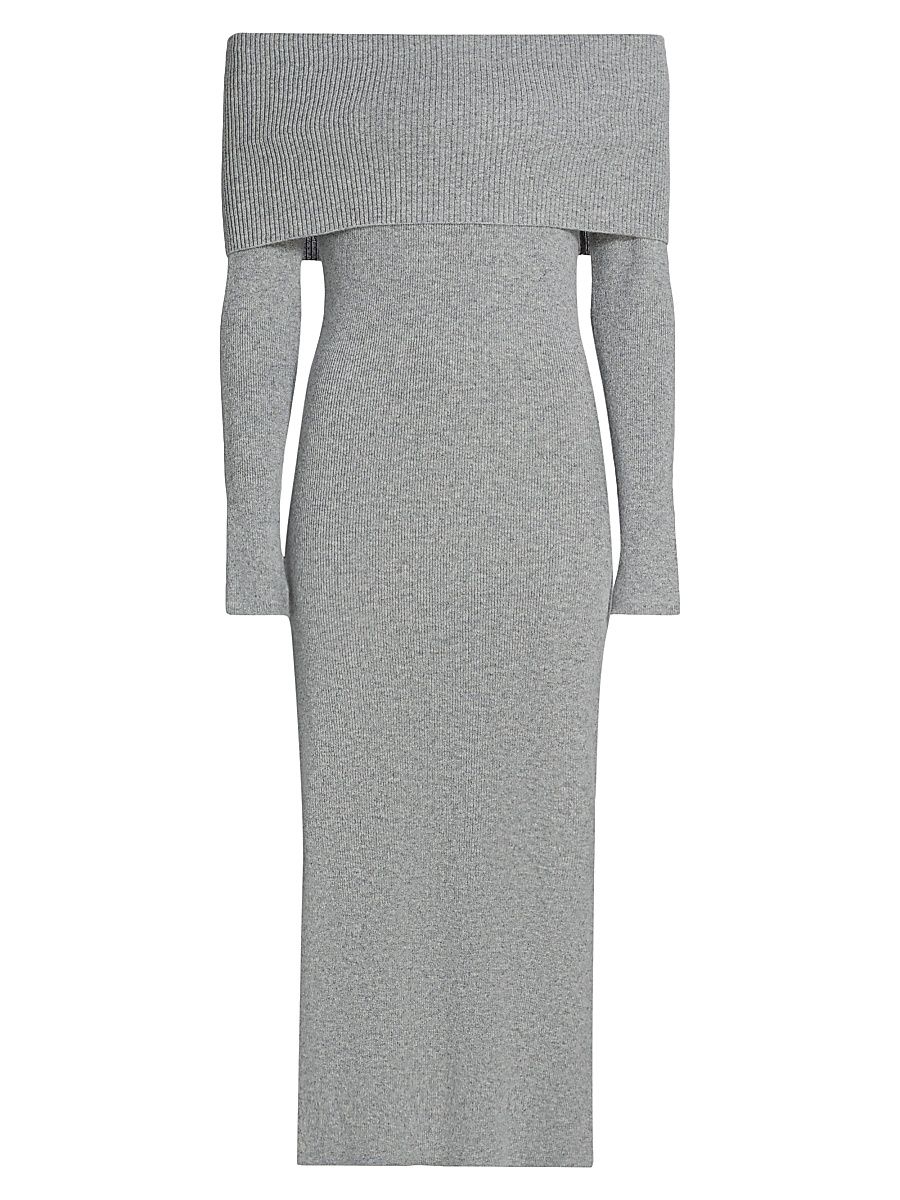 Saks Fifth Avenue Women's Ribbed Cashmere Midi-Dress - Flannel - Size Large