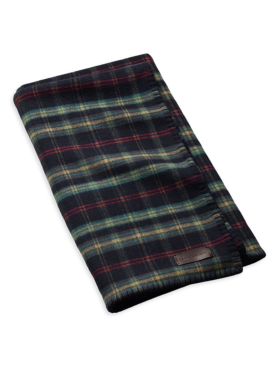 Georgia Plaid Wool-Cashmere Throw Blanket - True Navy