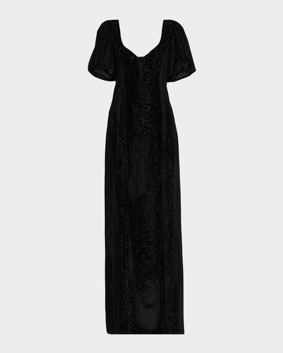 The Eliza Crushed Velvet Puff-Sleeve Gown