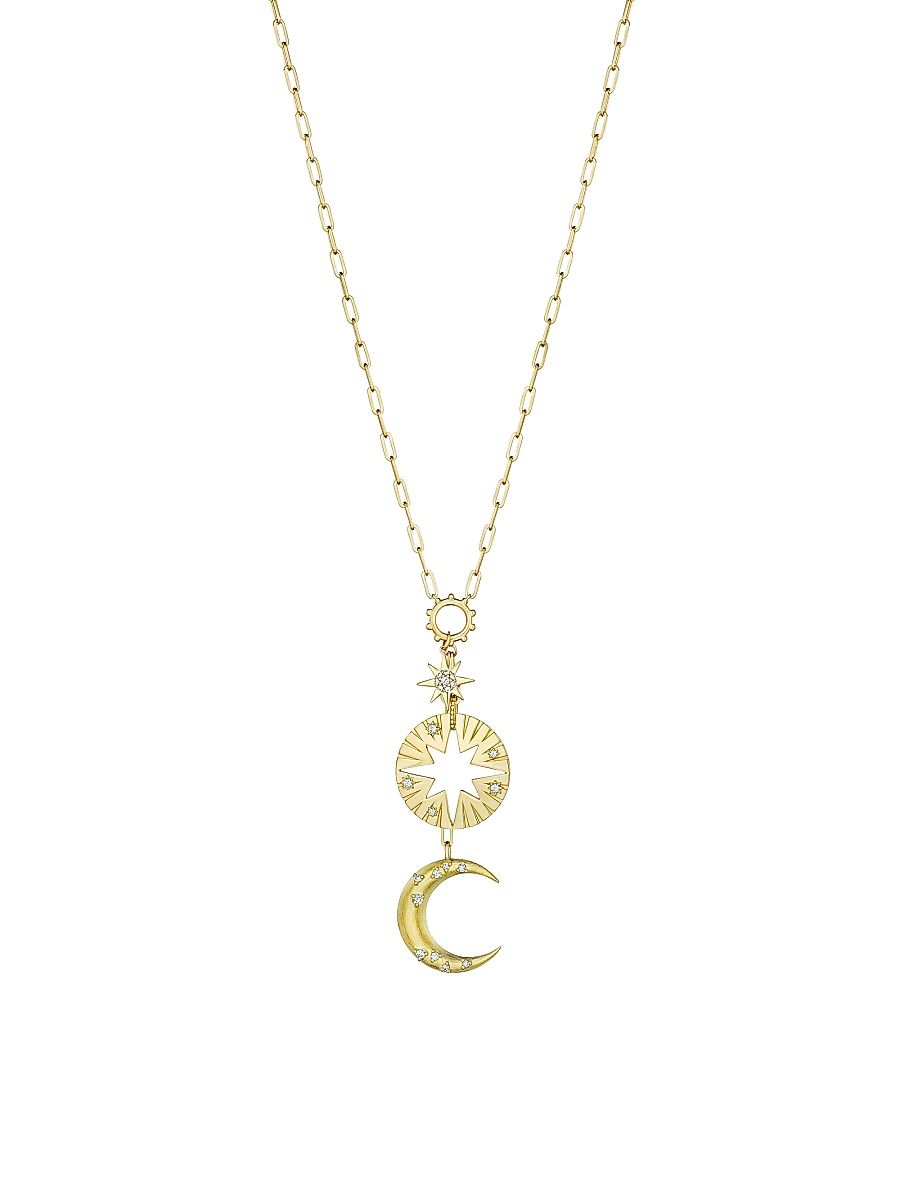 Women's Penka 18K Yellow Gold & 0.47 TCW Diamond Celestial Charm Necklace - Yellow Gold