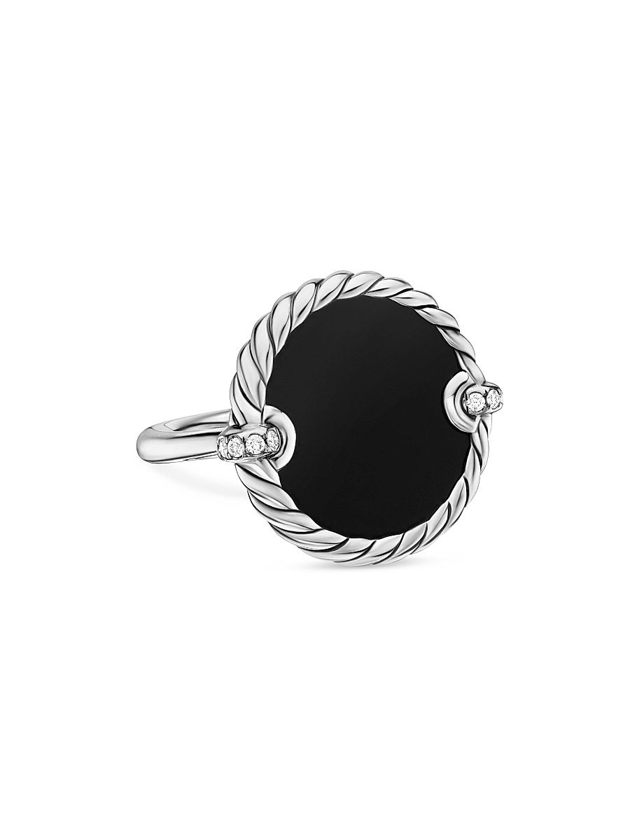 Women's DY Elements Ring With Pavé Diamonds - Black Onyx - Size 6